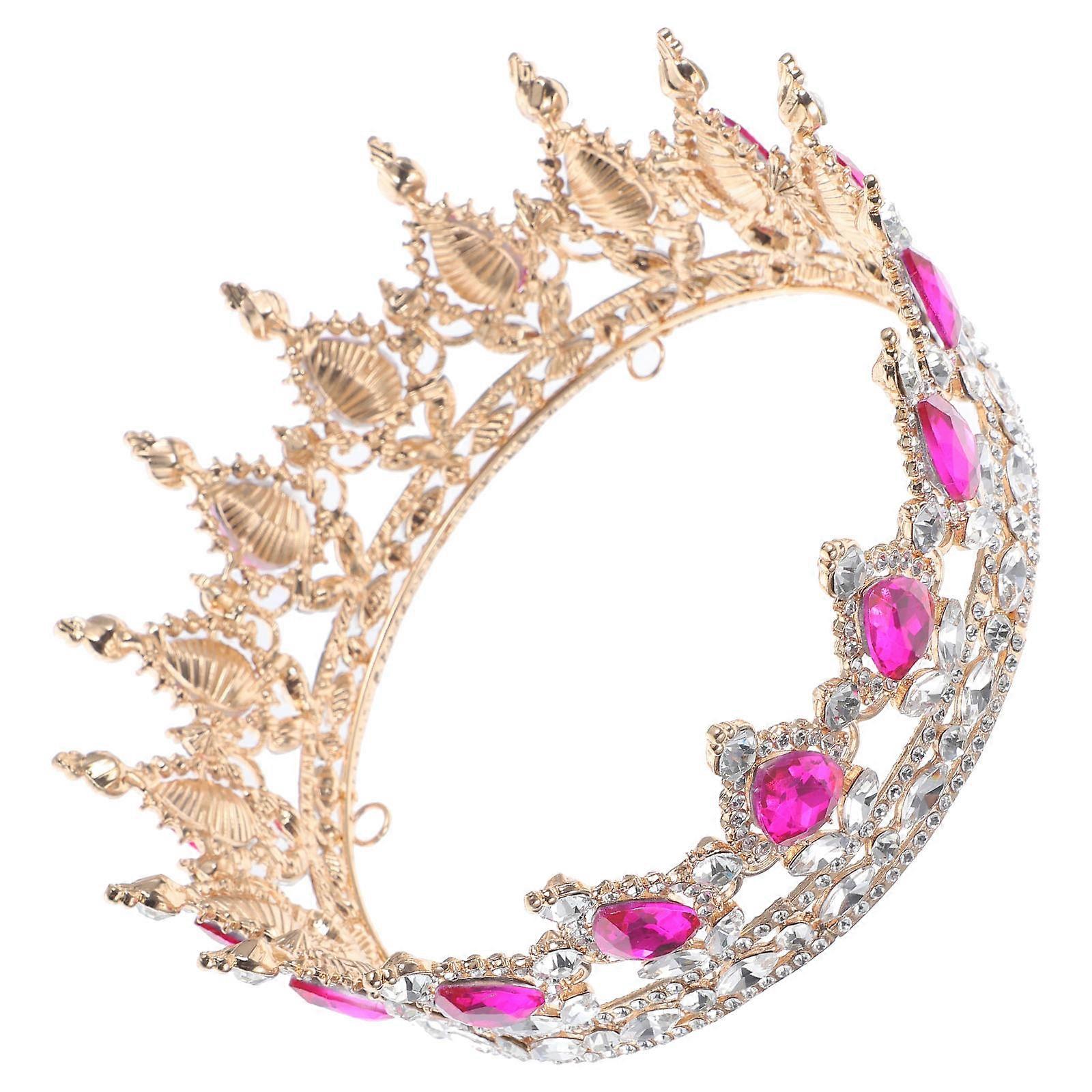 Rhinestones Bride Crown Headband for Decoration with 3Pcs Multi Color Design