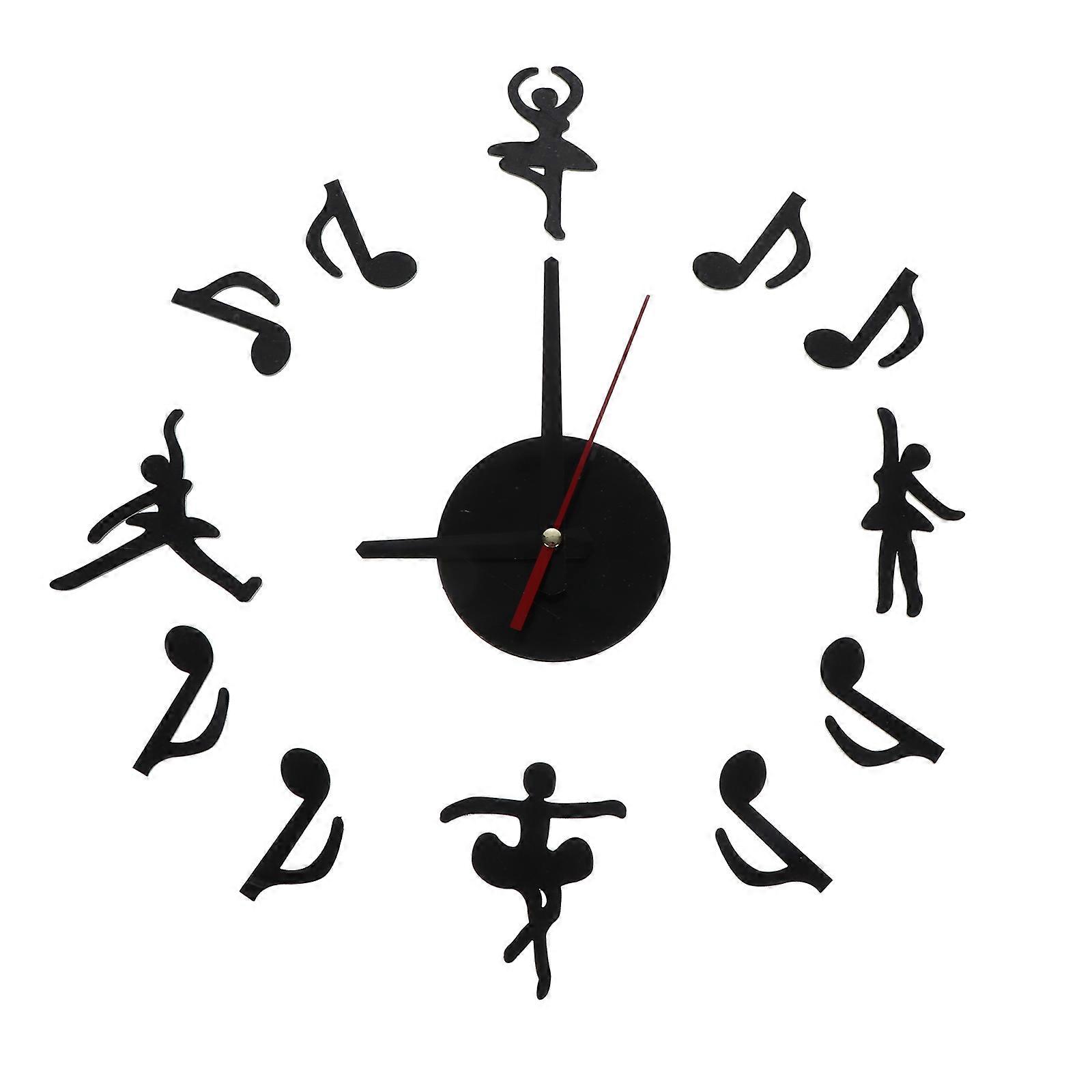 Black Acrylic Wall Clock for Home DIY 2Pcs Digital Frameless Sticker