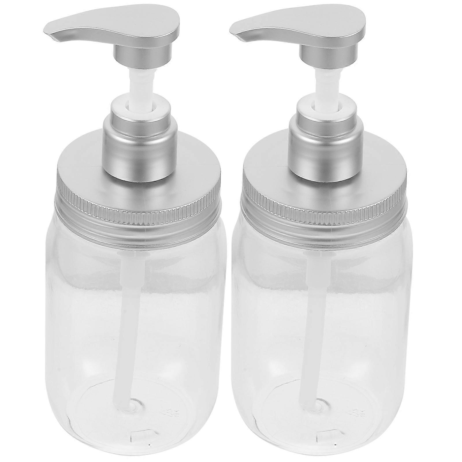 Refillable Pump Bottle 450ml Clear Liquid Soap Dispensers Visible Liquid Level General Users 4Pcs