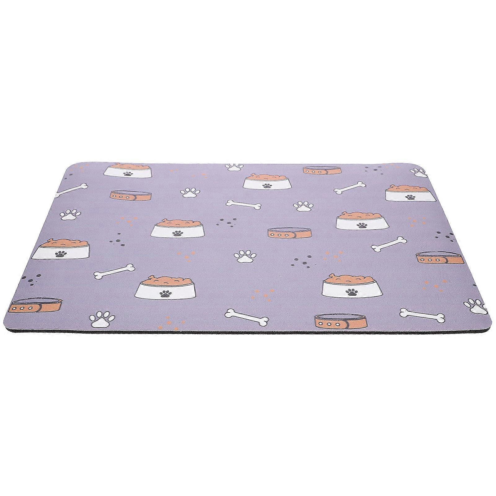 Nonslip Dog Mat 2Pcs Decorative Pet Feeding Pad Rectangle Shape Indoor Use Spill Containment