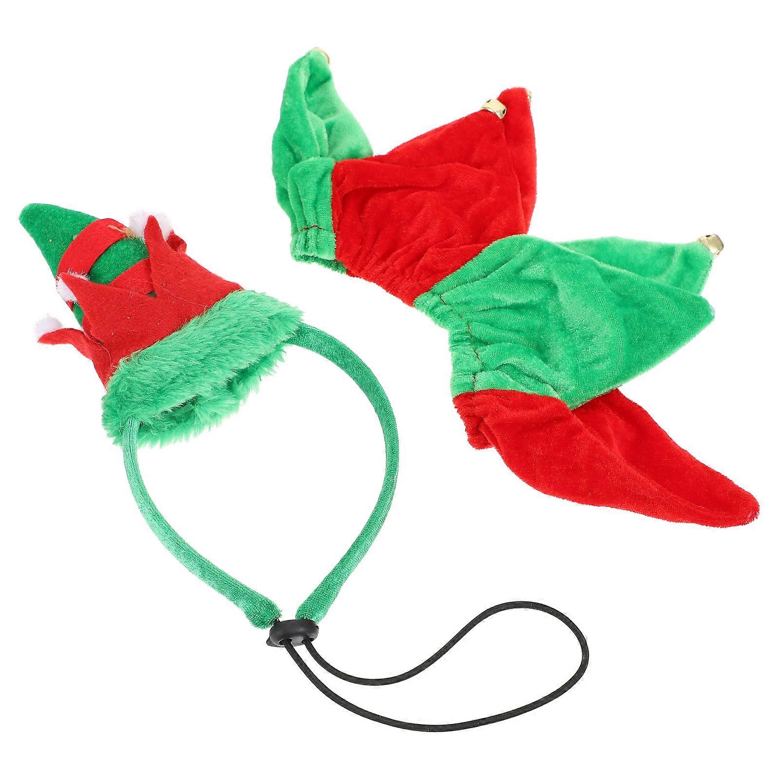 Xmas Pet Headband and Collar Set for Party 2Sets with