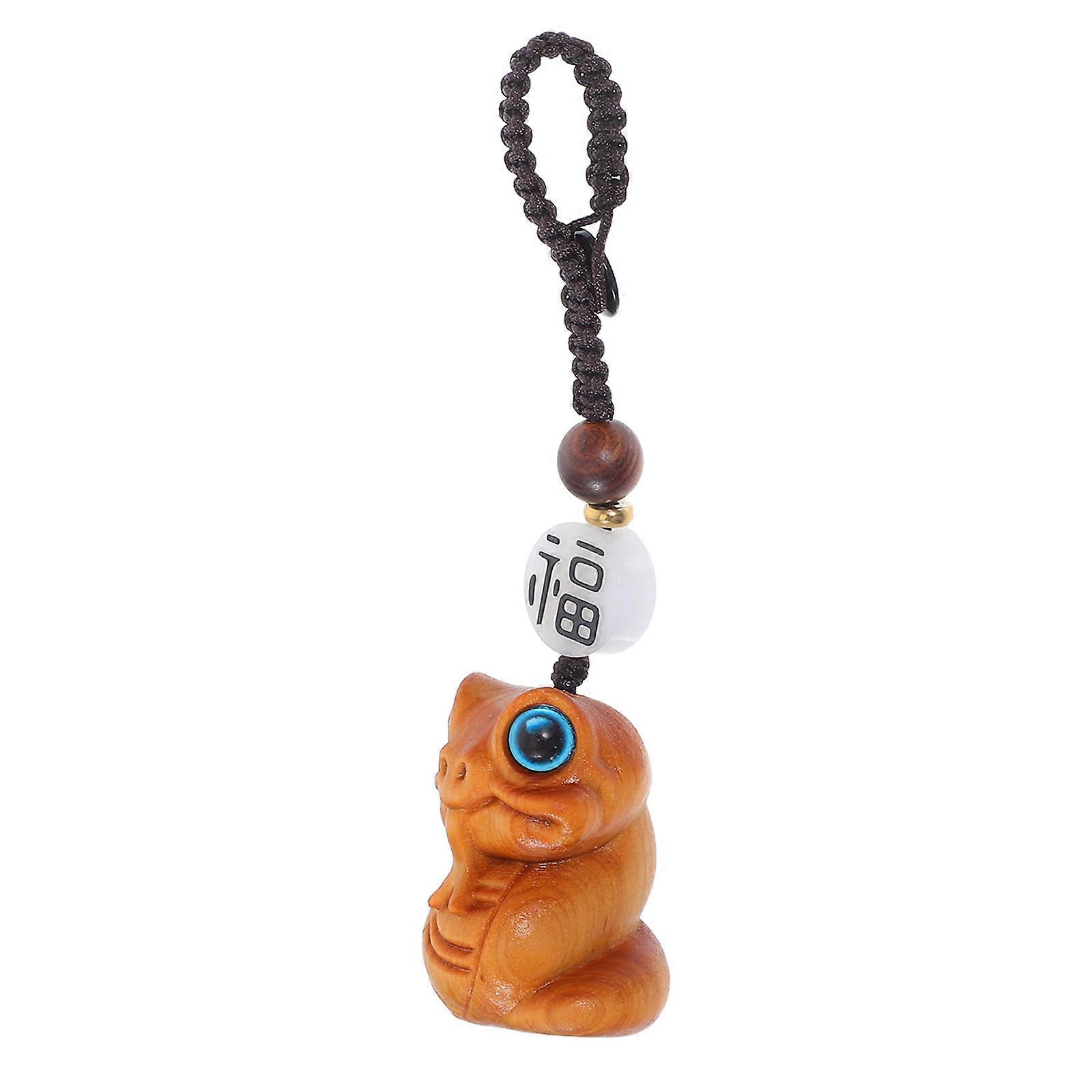 Chinese New Year Snake Charms Wood Carving Keychain for Party 3Pcs