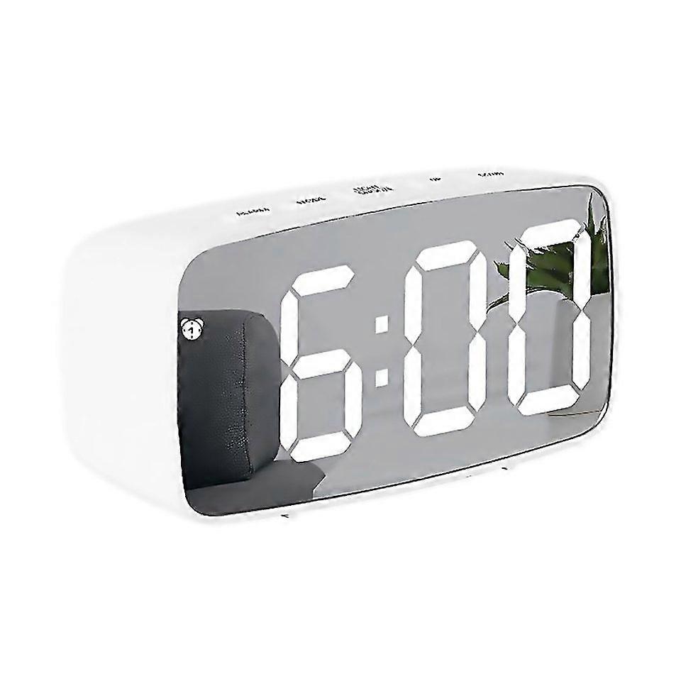 For Mirror Bedside Alarm Clock Battery Plugin Dualpurpose Led Clock Colour Arcshaped Shell Mirror Li