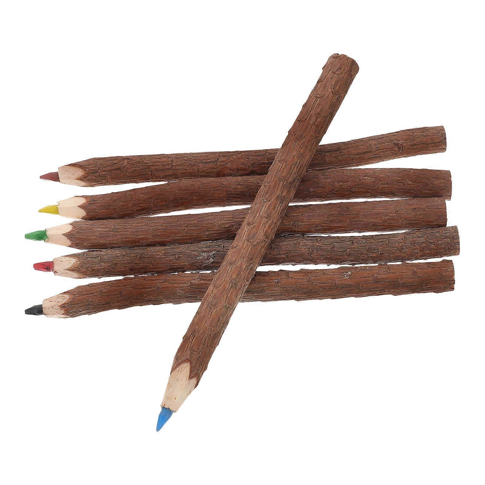 12 Pcs Assorted Color Wooden Pencils Rustic Twig Design Perfect For Camping And Office Use Sketching Lightweight