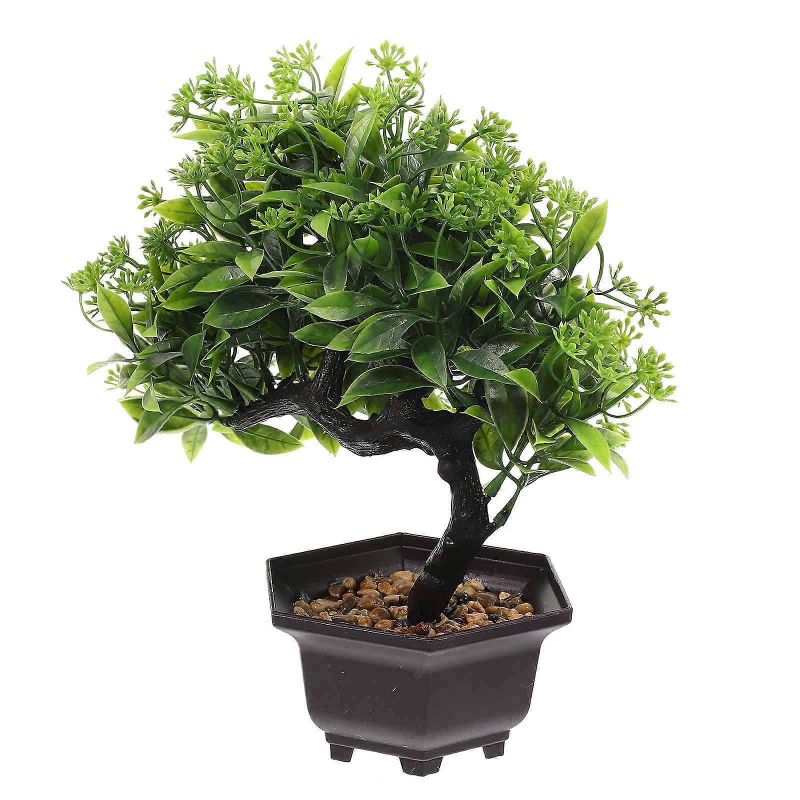 Green Artificial Bonsai Small Plant for Decor 2Pcs Realistic Fake Tree