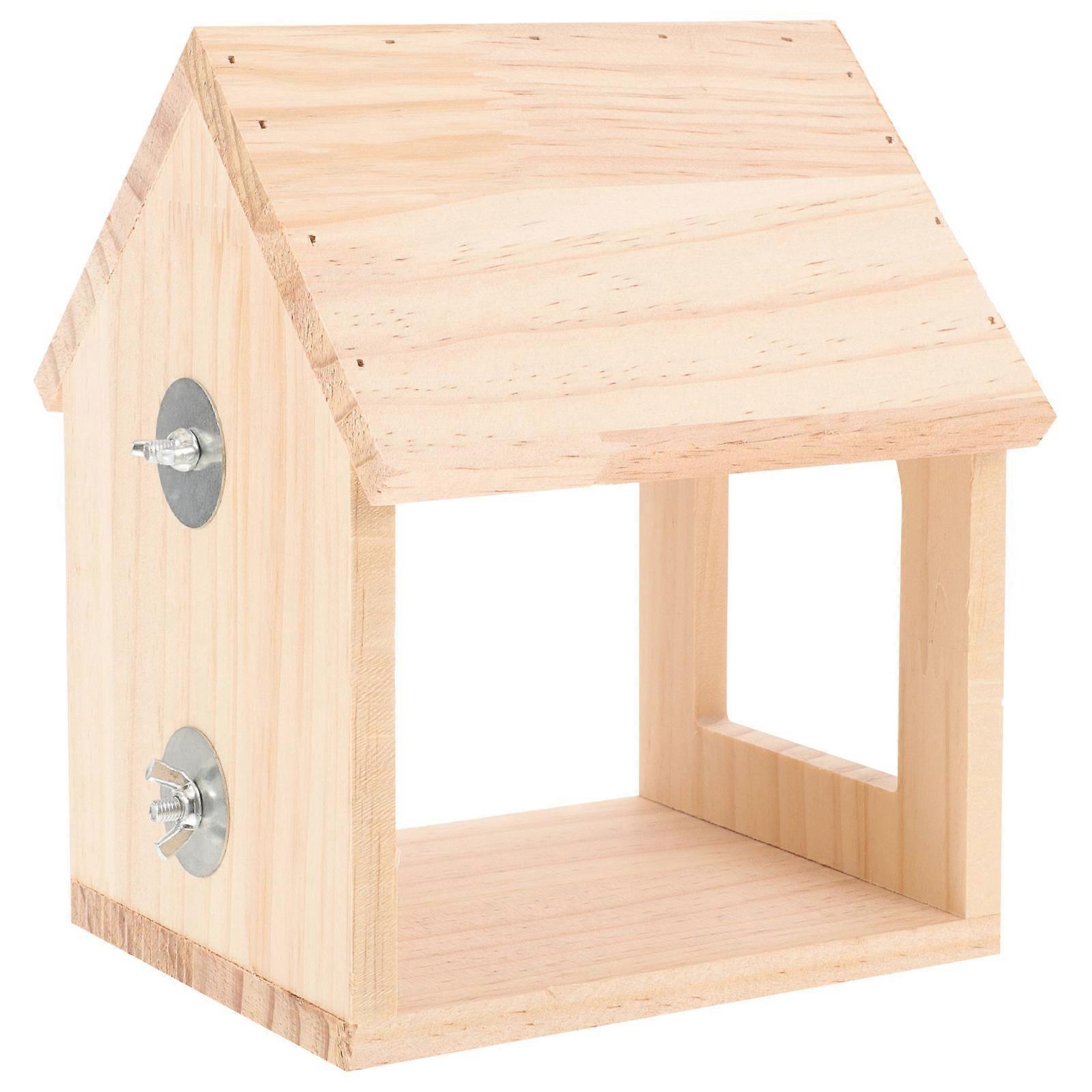 Wooden Bird House Parakeet Nesting Box for Breeding Nest 2Pcs Set