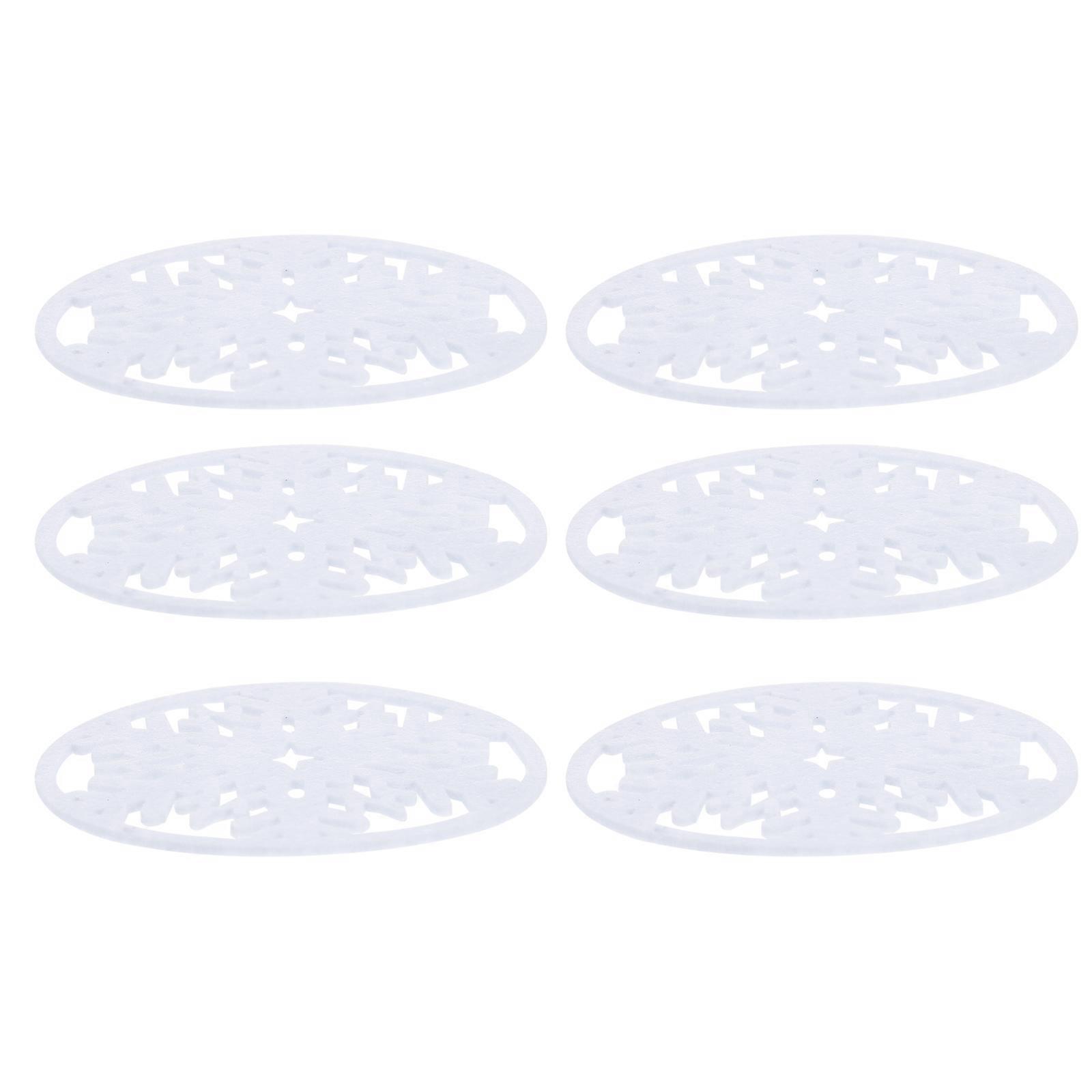 Insulation Cup Mat Felt Coaster for Christmas 6Pcs Snowflake Round Design