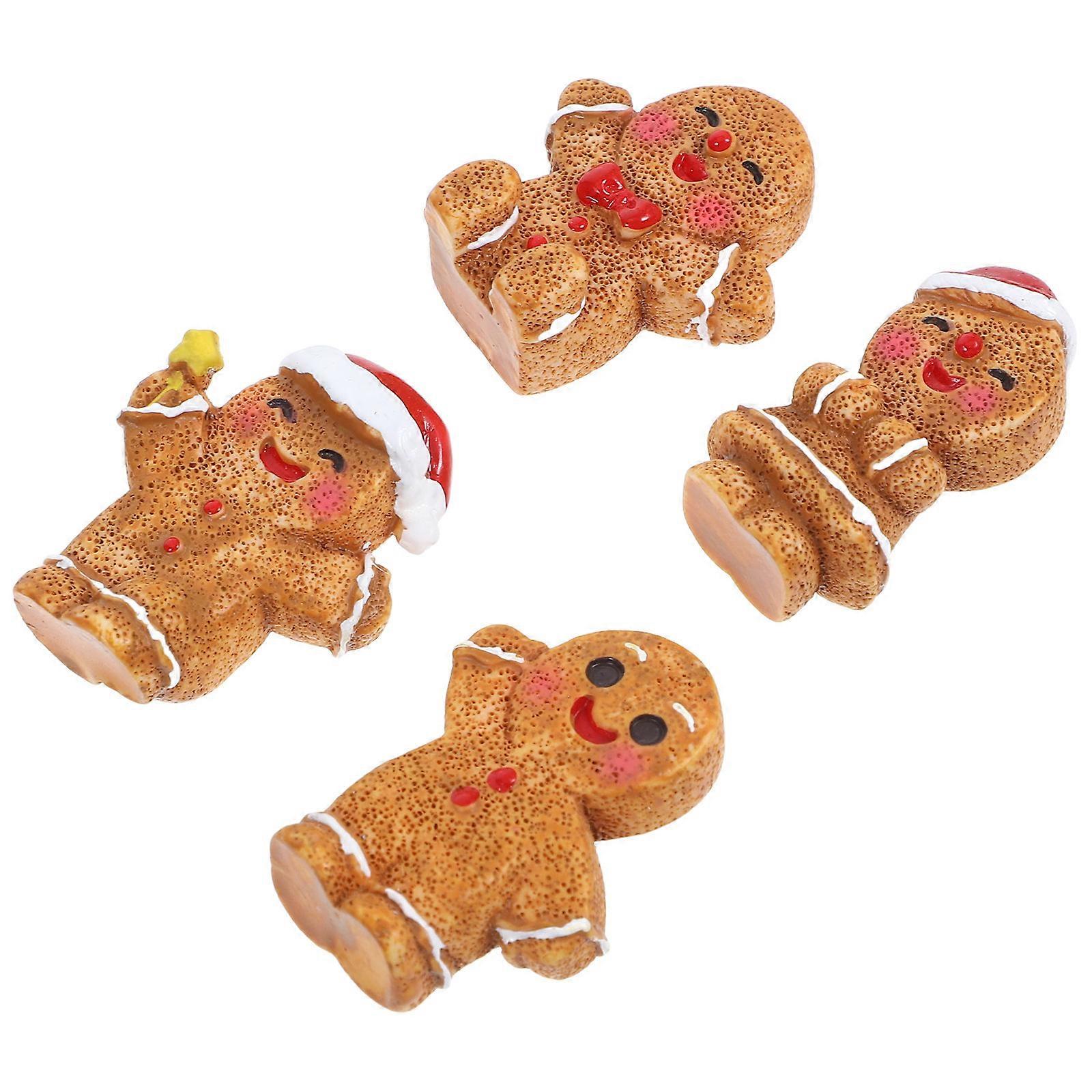Gingerbread Man Figurines for Succulent Pot Decor 16Pcs Resin Set