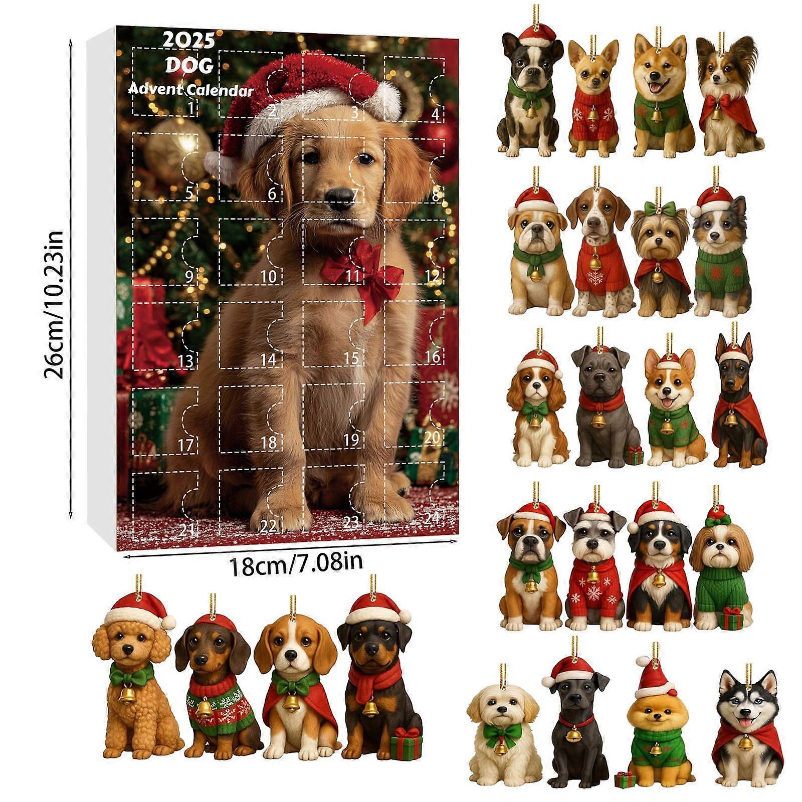 Dog Lovers Christmas Countdown Advent Calendar,24Pcs Different Dog Breeds