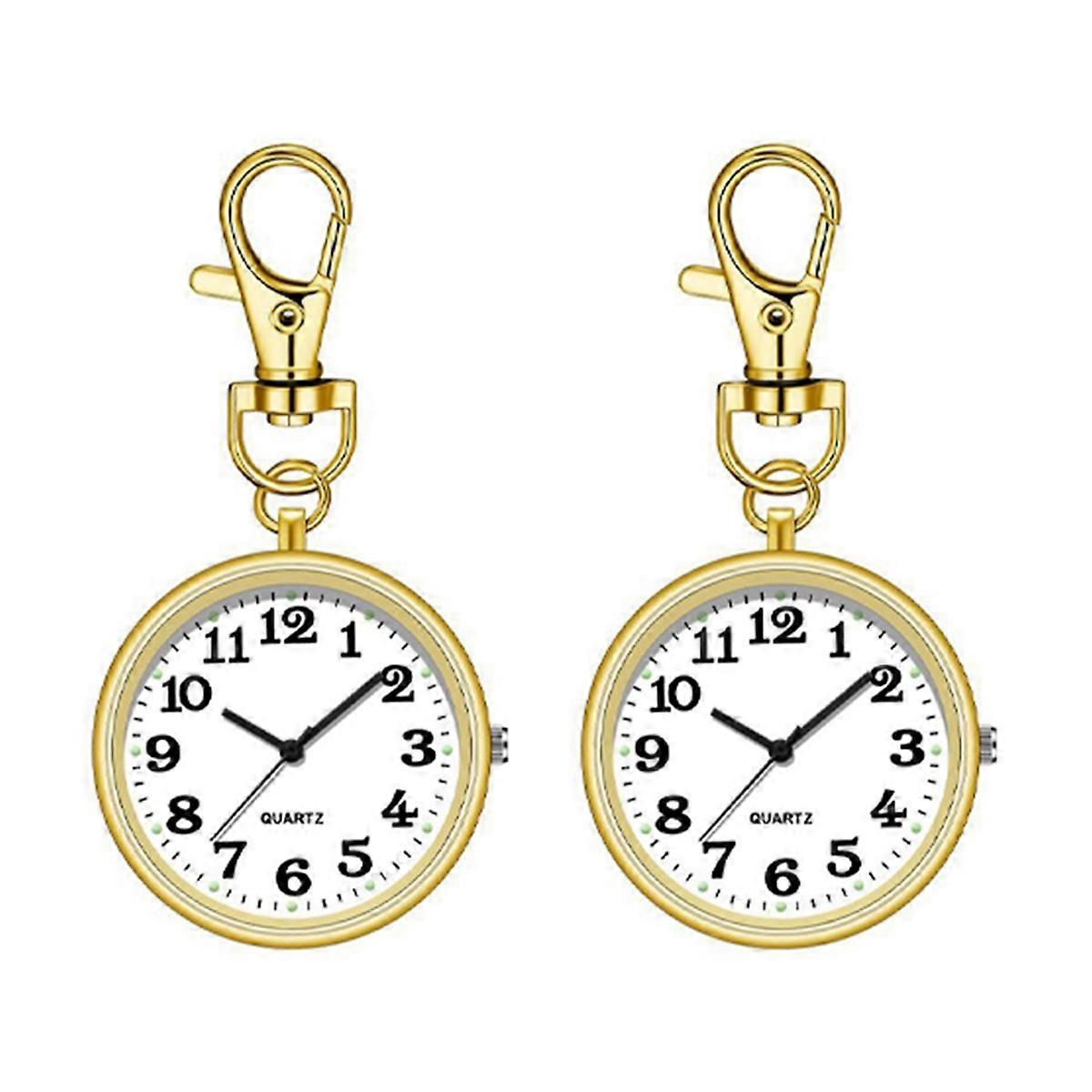 2pcs Nurses Watches Quartz Pocket Watch for Nurses Gold
