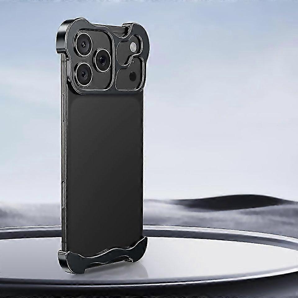 For Frameless Metal Corner Pad Phone Case With Lens