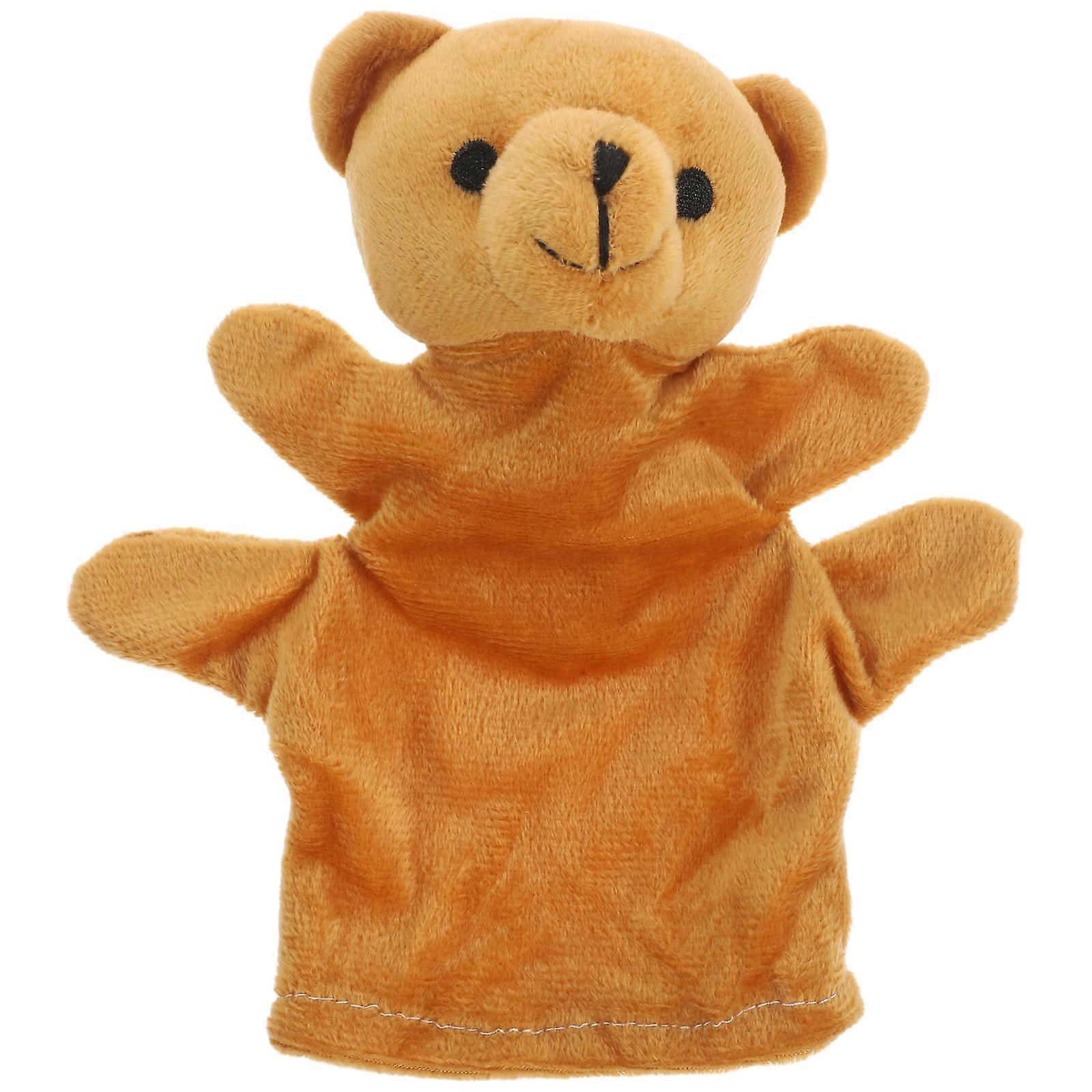 Light Brown Bear Hand Puppet for Decoration Plush Animal Storytelling Toy