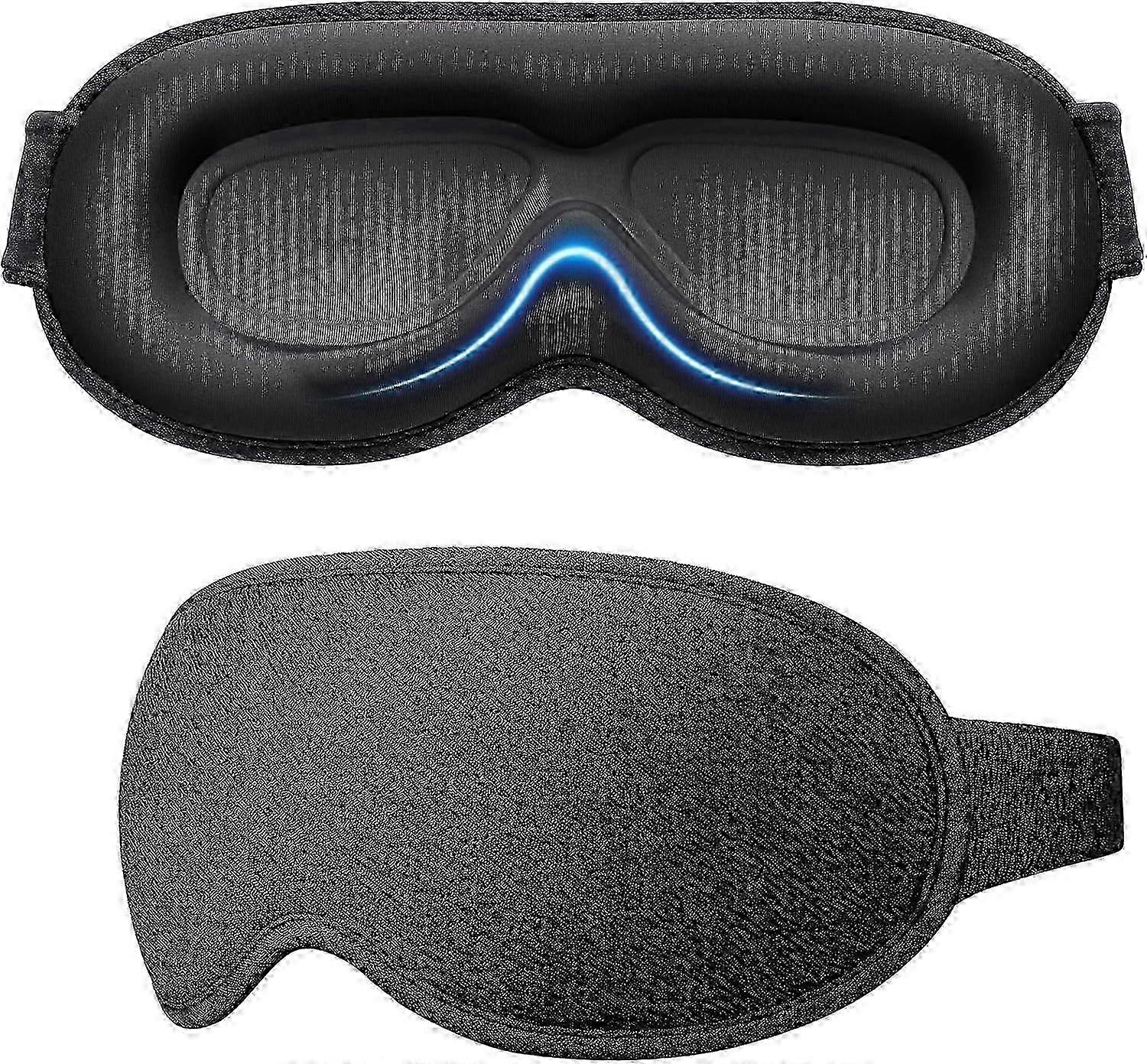 3D Sleeping Mask for Side Sleepers, 100% Light Blocking, Memory Foam Eye Mask for Men and Women, Travel, Black