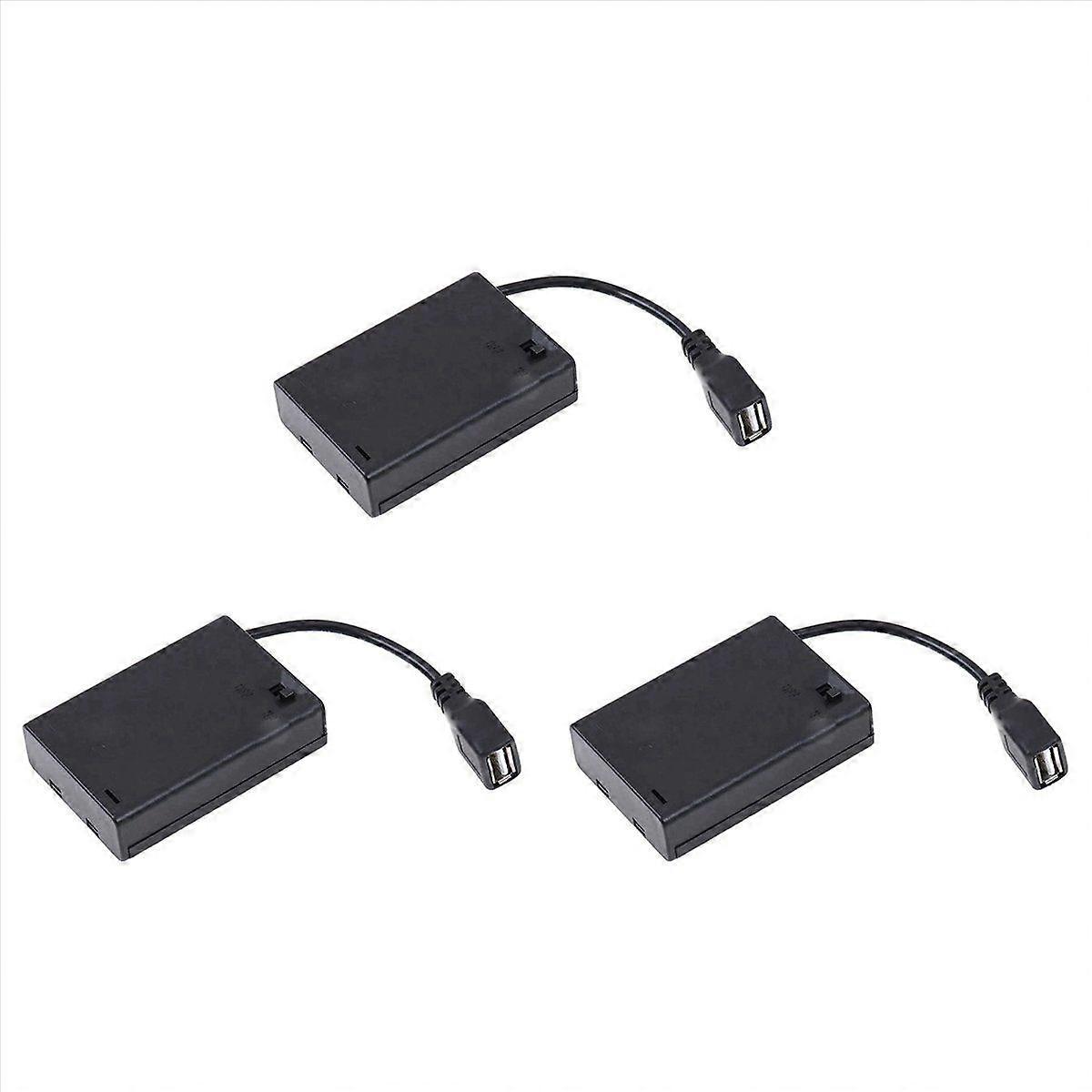 3XAA Battery Case with Cover&Switch Connected to Usb Female Connector