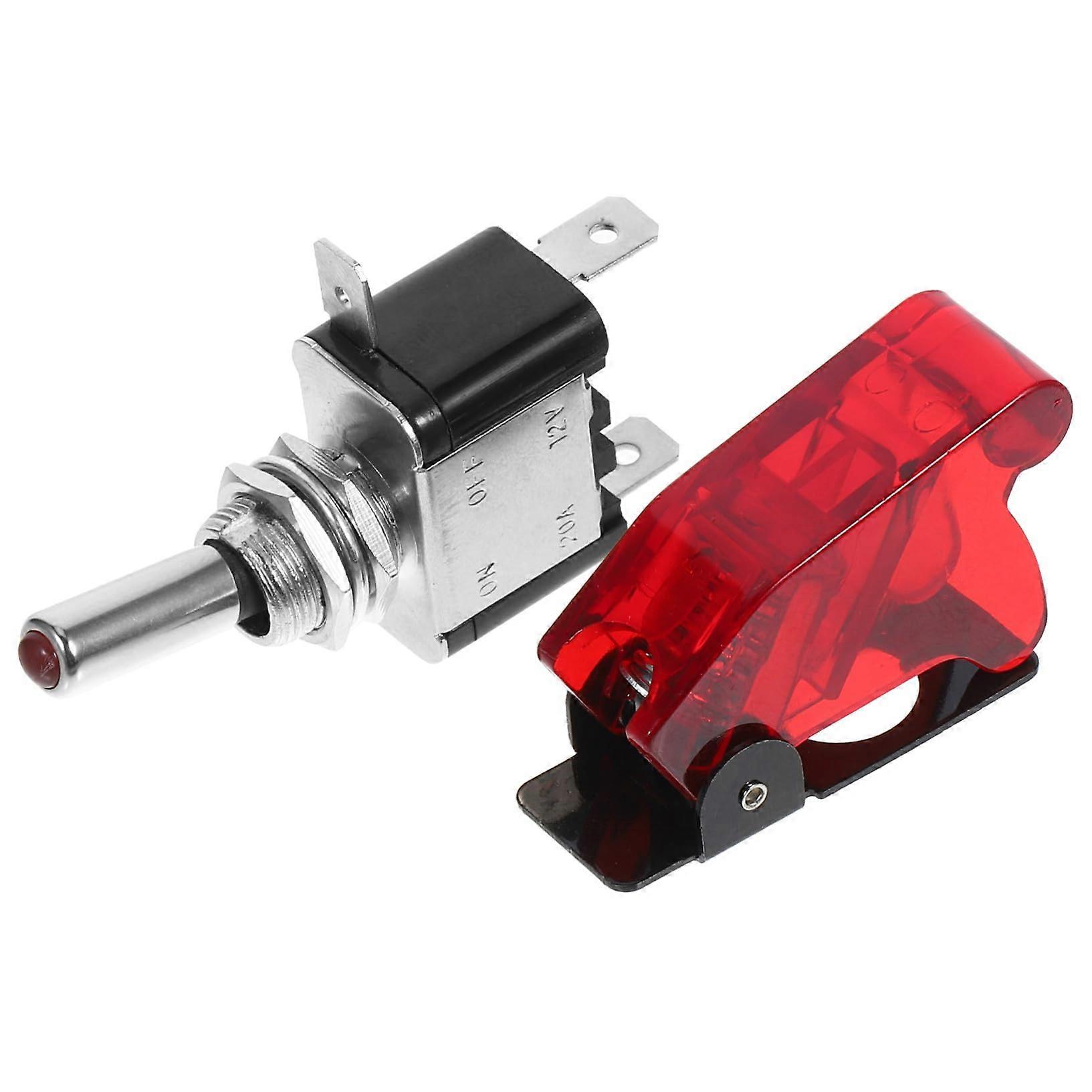 Toggle Switch Cover Guard With LED Indicator Light Dustproof Protector For Car Modification Matching Red Cap