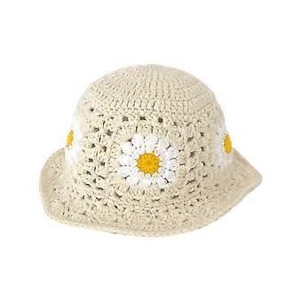 Chapéu de balde respirável com estampa de flores de crochê para mulheres e adolescentes: tecido multicolorido, aba larga, boné de pescador de verão