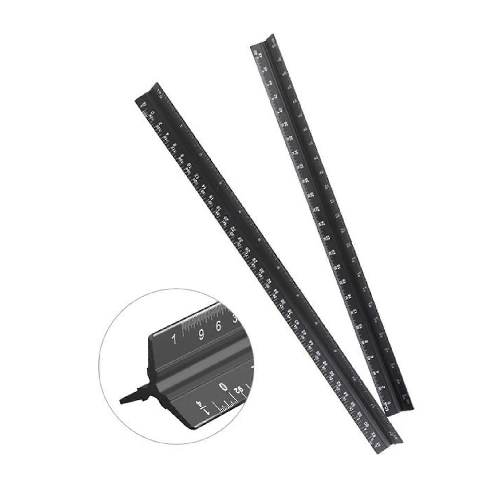 Multifunctional Architectural Scale Ruler Portable Triangular Ruler Black