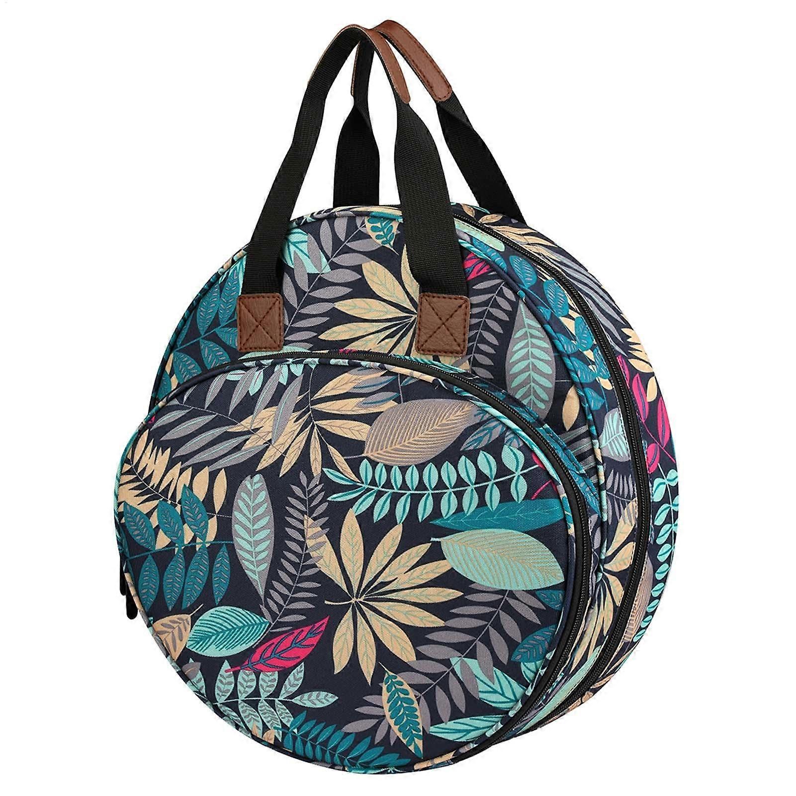 Embroidery Tool Storage Bag, Durable Carrying Case For Sewing Accessories, Blue Leaves Pattern, Bag Only, Empty Pack