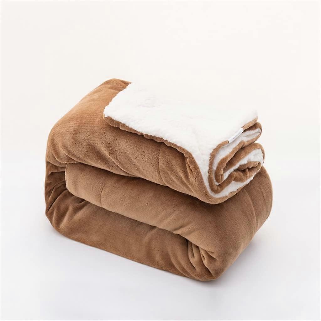Sherpa Lamb Plush Blanket Thickened Flannel Layer Bed Blanket 130x160 Cm