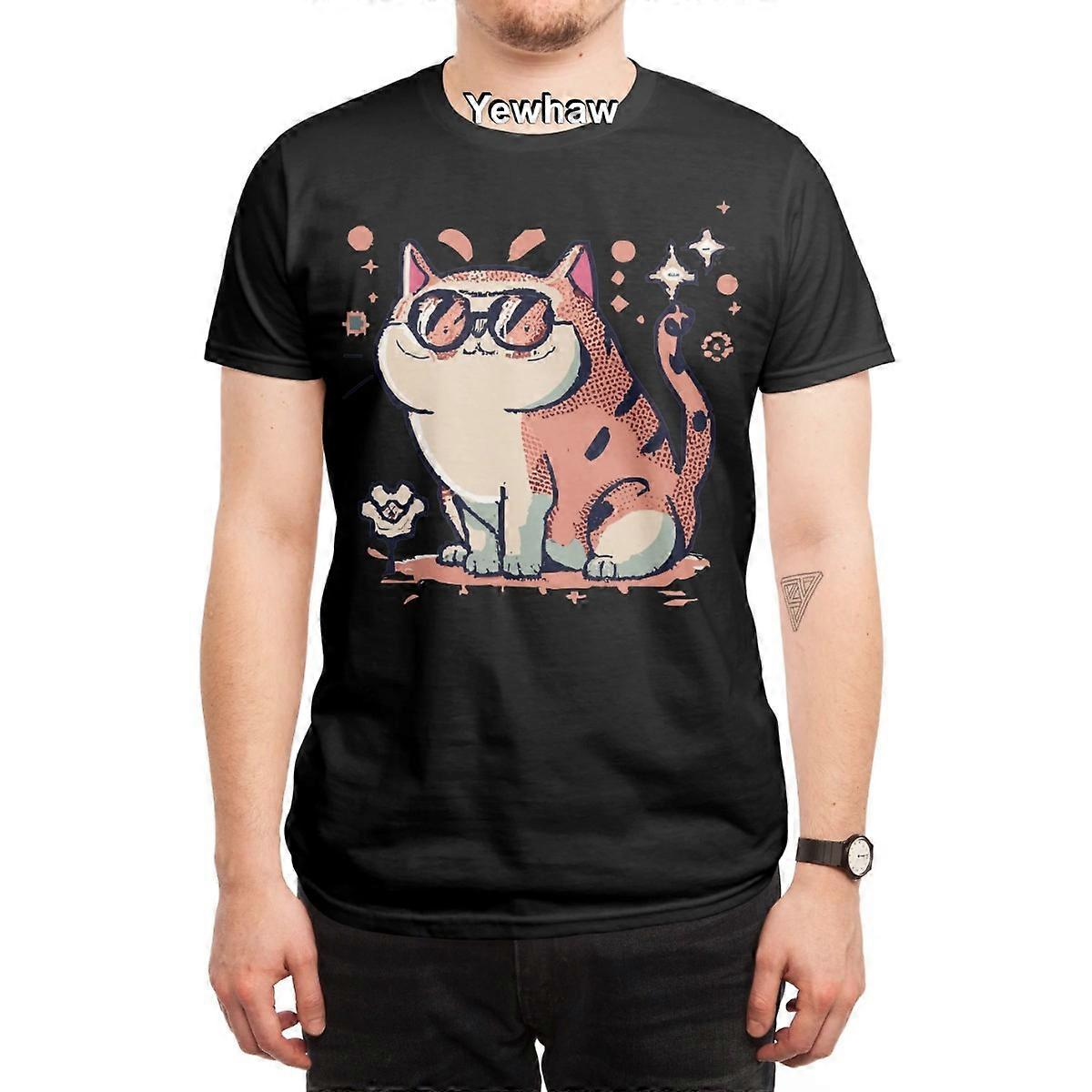 Cool Orange Stripe Cat T-Shirt χαριτωμένη γάτα κινούμενα σχέδια γάτα γυαλιά ηλίου γάτα ρετρό σχεδιασμό κόμικς τέχνη ιδιότροπη γάτα