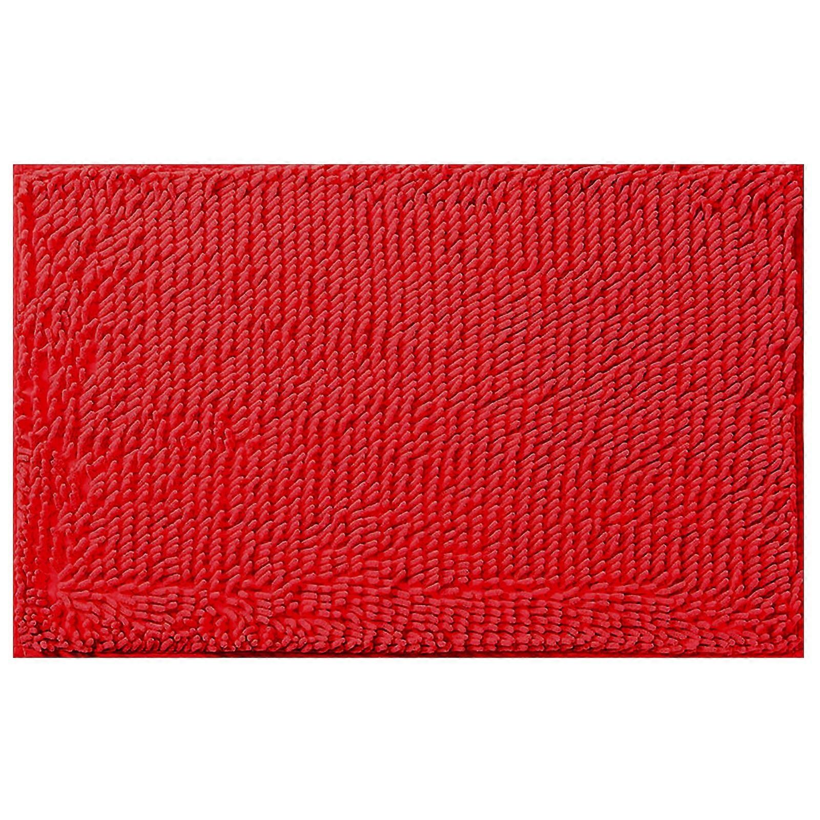 Bright Red Non-Slip Bathroom Mat - Soft, Thickened & Durable, Machine Washable Furry Carpet (Compatible with Standard Sizes)