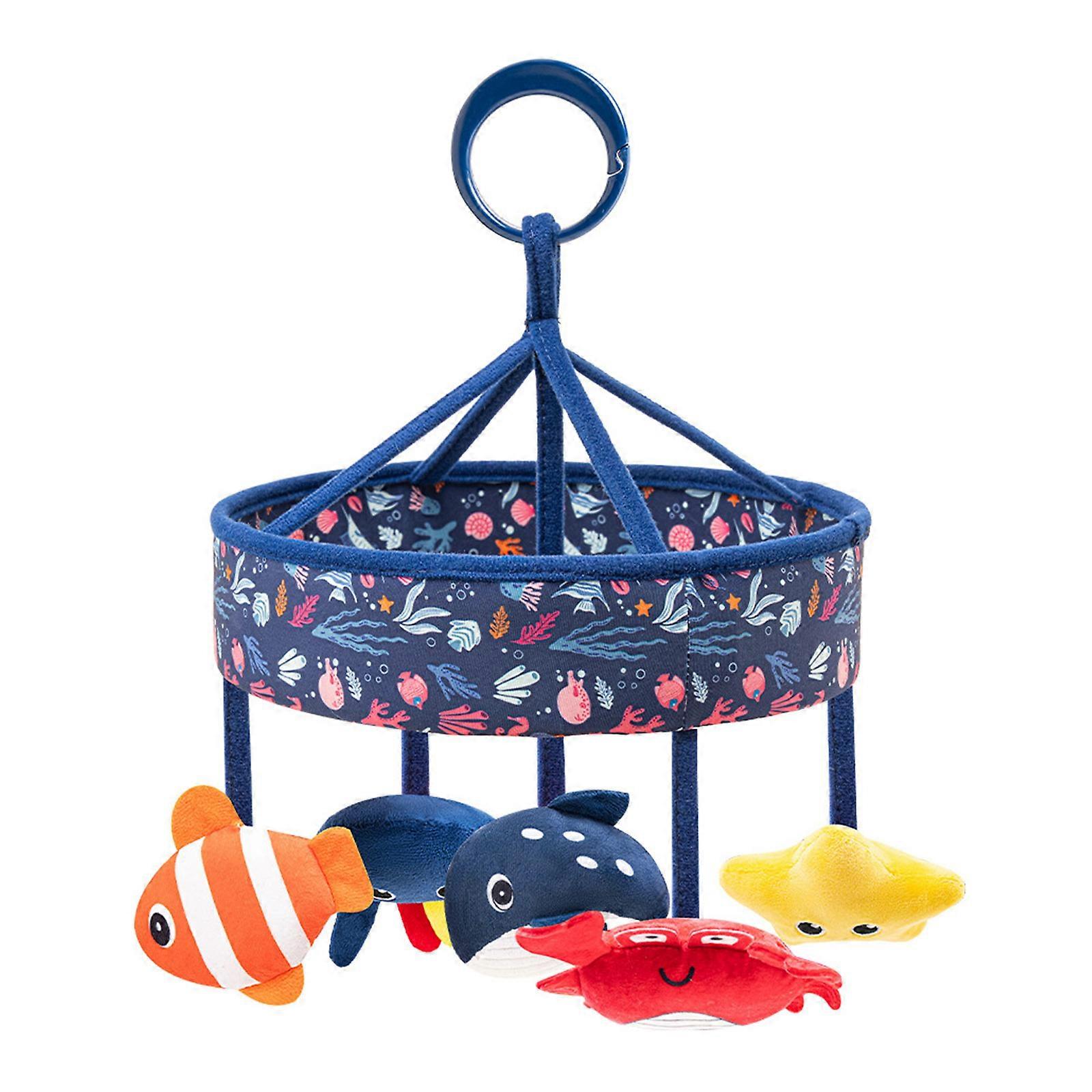 Musical Baby Bedside Hanging Toy Rotating Sea Animal Mobile Soft Plush Design And Gentle Lullabies For Newborns Comfort Multicolor