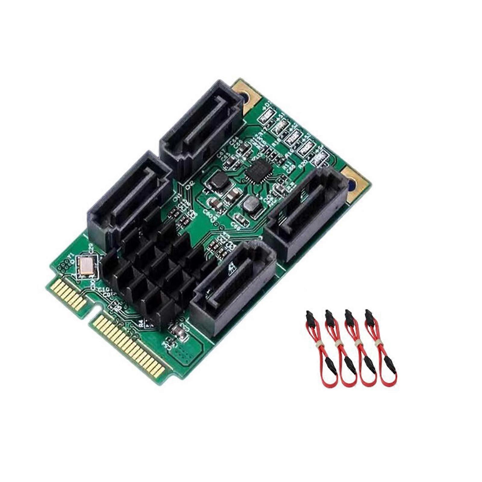 PCIe Mini Card to Four SATAs Converters Marvells 6Gbps Controller Hardware Raids Independent Port Multicolor