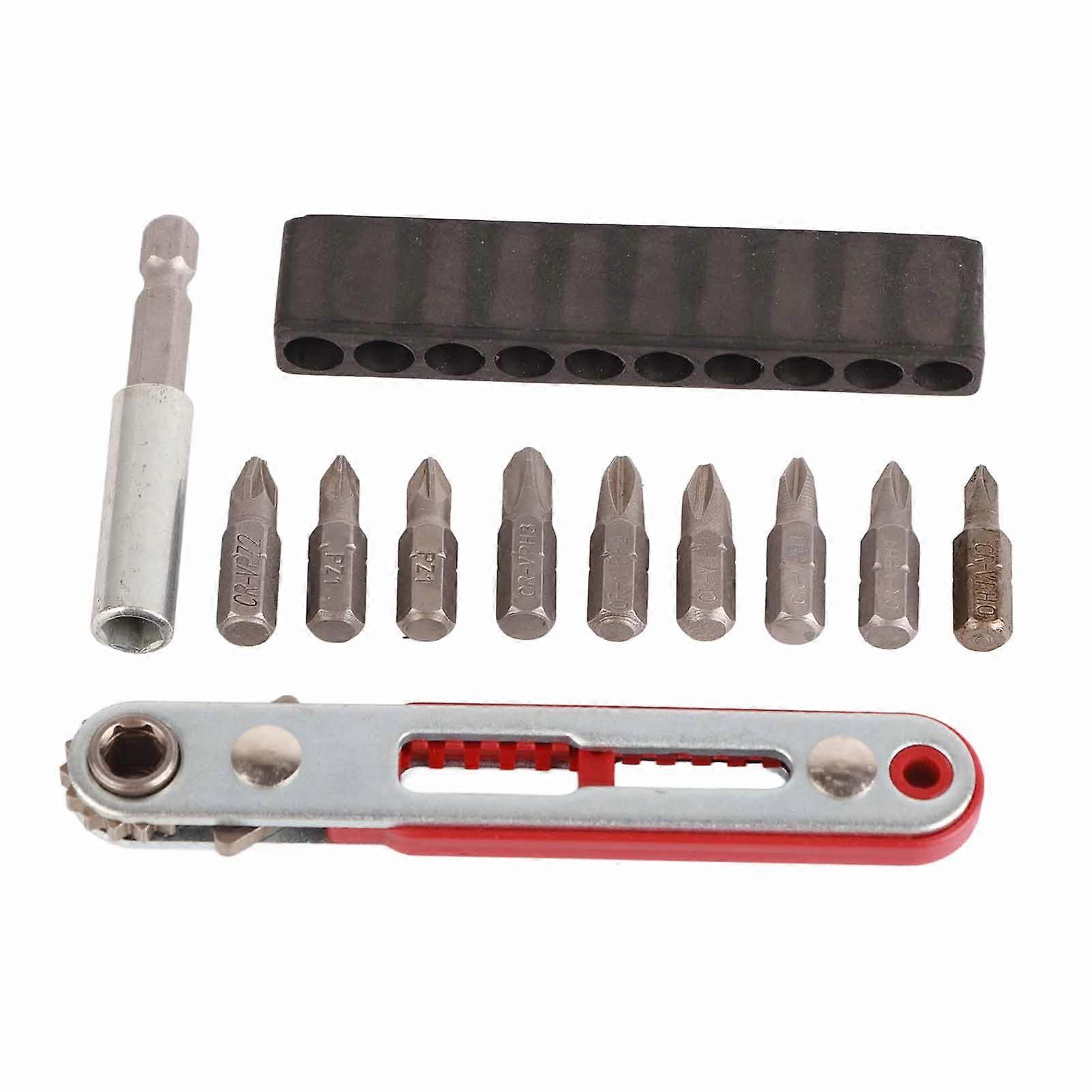 Ratchet Wrench Bit Set 2 Way Adjustable Spanner with Extension Socket 1/4in Screwdriver Bits