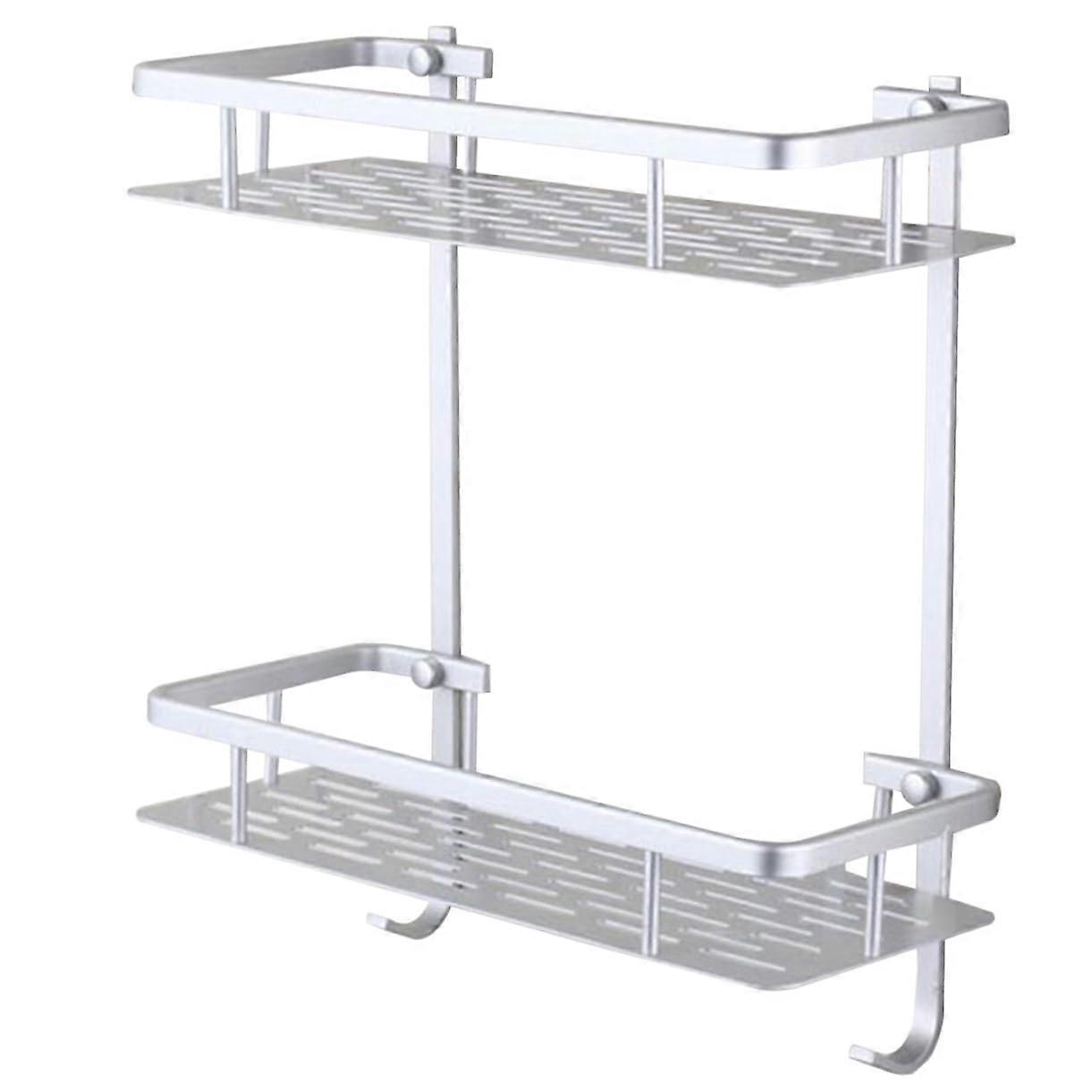 2layer Bathroom Shelf Stainless Steel Construction Wall Mounted Design Shower Rack Storage Organizer