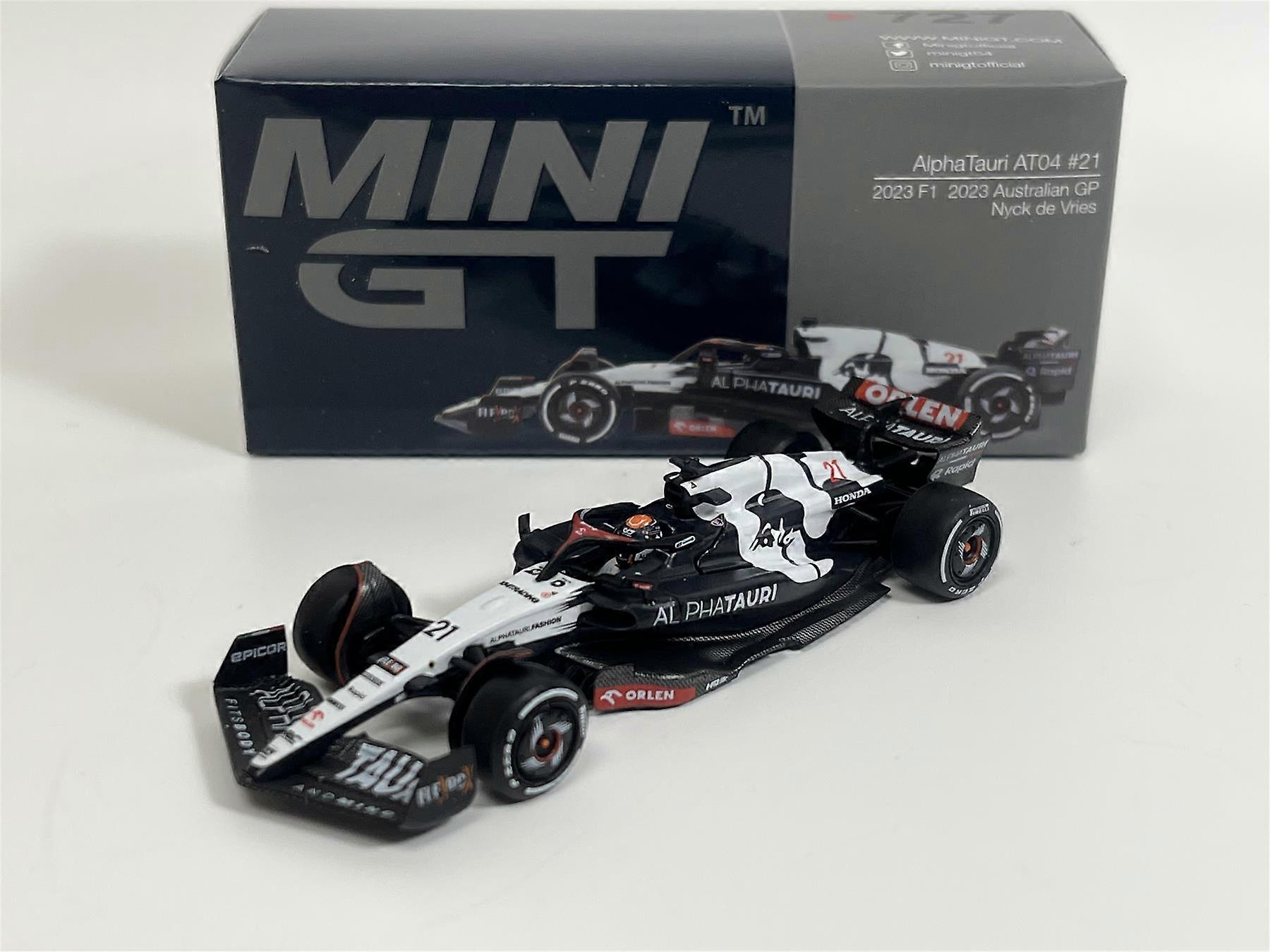 Nyck de Vries AlphaTauri AT04 #21 2023 F1 Australian GP 1:64 Mini GT MGT00727L