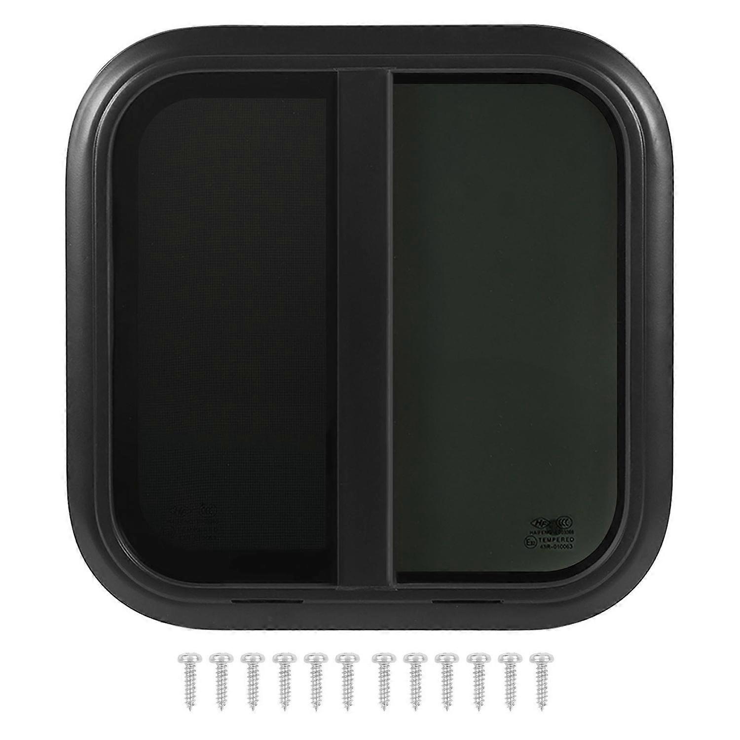 600x600mm RV Rounded Windows Black Aluminium Alloy Sliding Window UV Resistant Removable Insect Scre