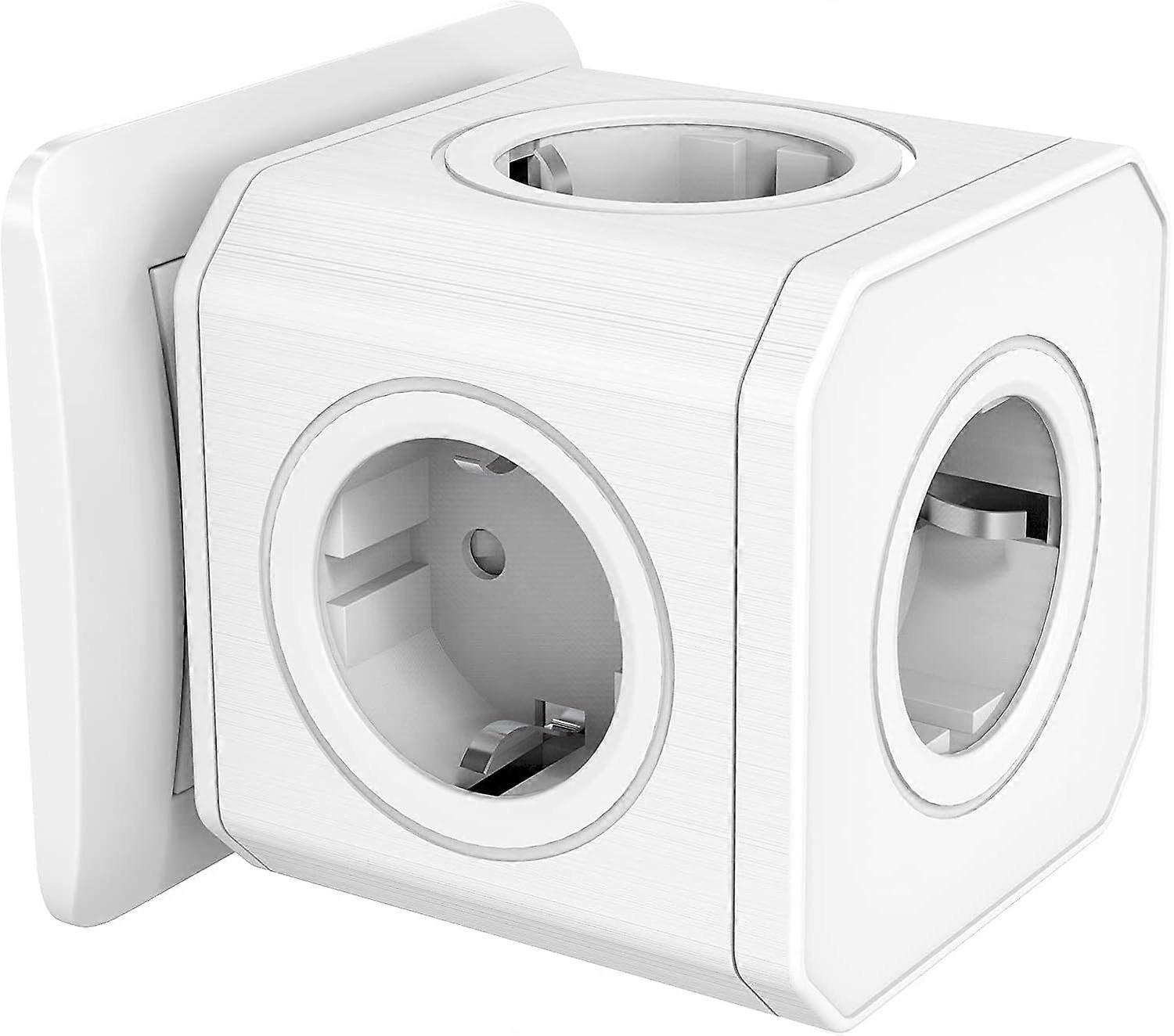 5 in 1 Cube Wall Power Strip with Overload Protection & Surge Protector, 4000W/16A Cube Power Strip with Safety Door, Portable Power Strip for Office