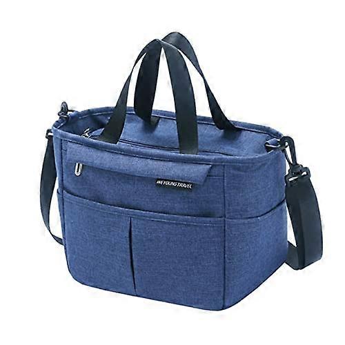 Foldable Cool Bag Insulated Reusable Cooler, Keeps Cold & Hot, 26x15x20cm Navy, Lunchbox For Picnic
