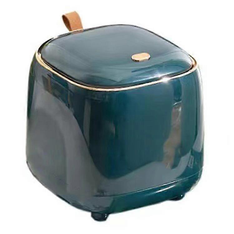 Push Type Desktop Trash Bin with Lid Fashionable Double Layer Large Opening Garbage Container for