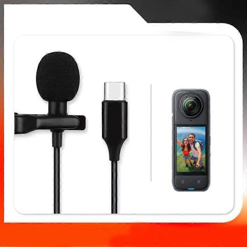 Lavalier Microphone for X4 Professional External Mic with Type-C Interface for Action Cameras