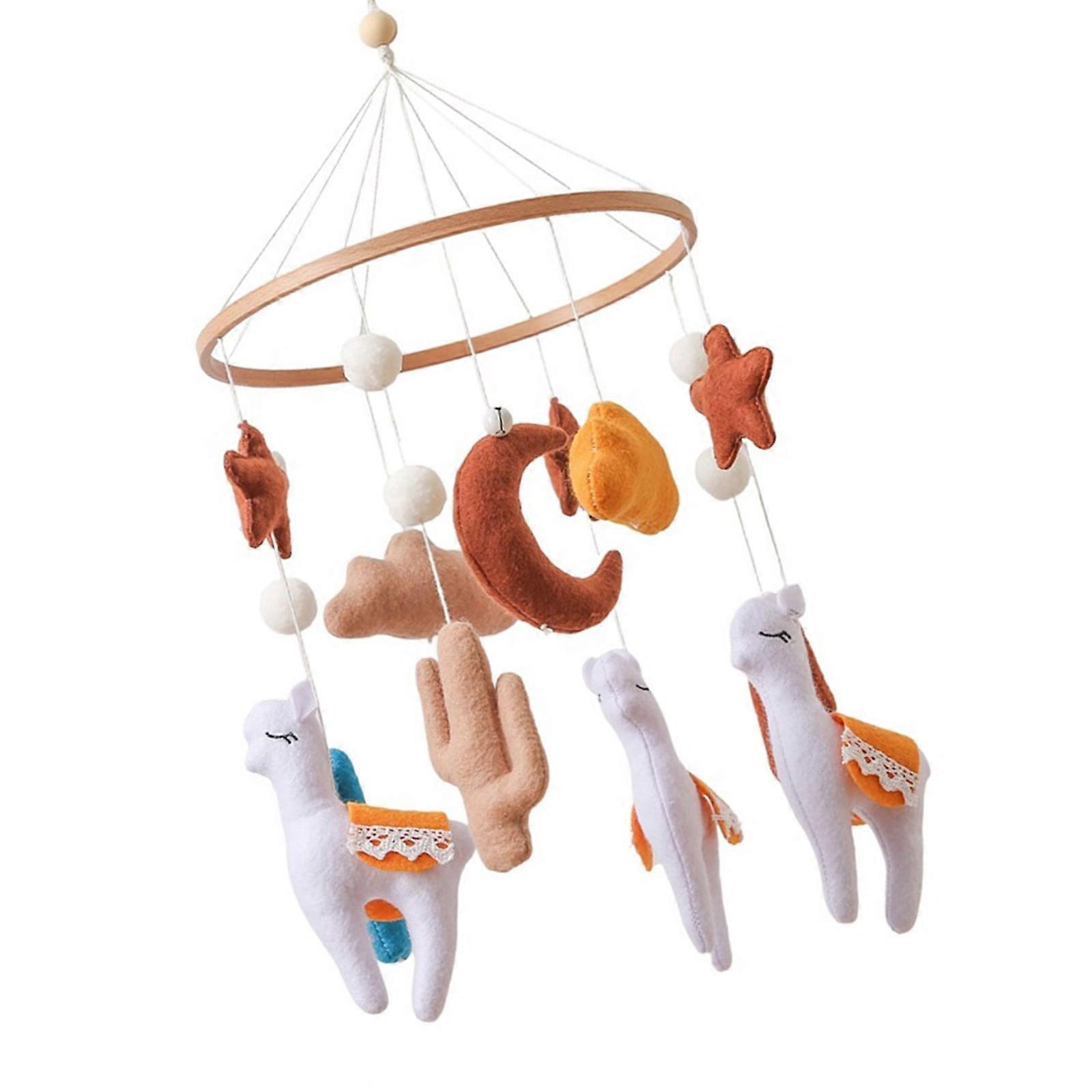 Newborns Safe Crib Mobile With Colorful Alpacas Toy Gentle Bells Quick Install Stroller Accessory Multicolor