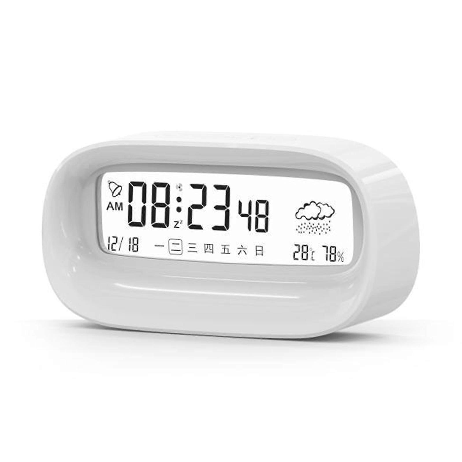 Loud Alarm Clock for Bedroom with Temperature Night Light,Small Bedside Digital Clock with Led Display for Kids,Teens  Pearlescent white