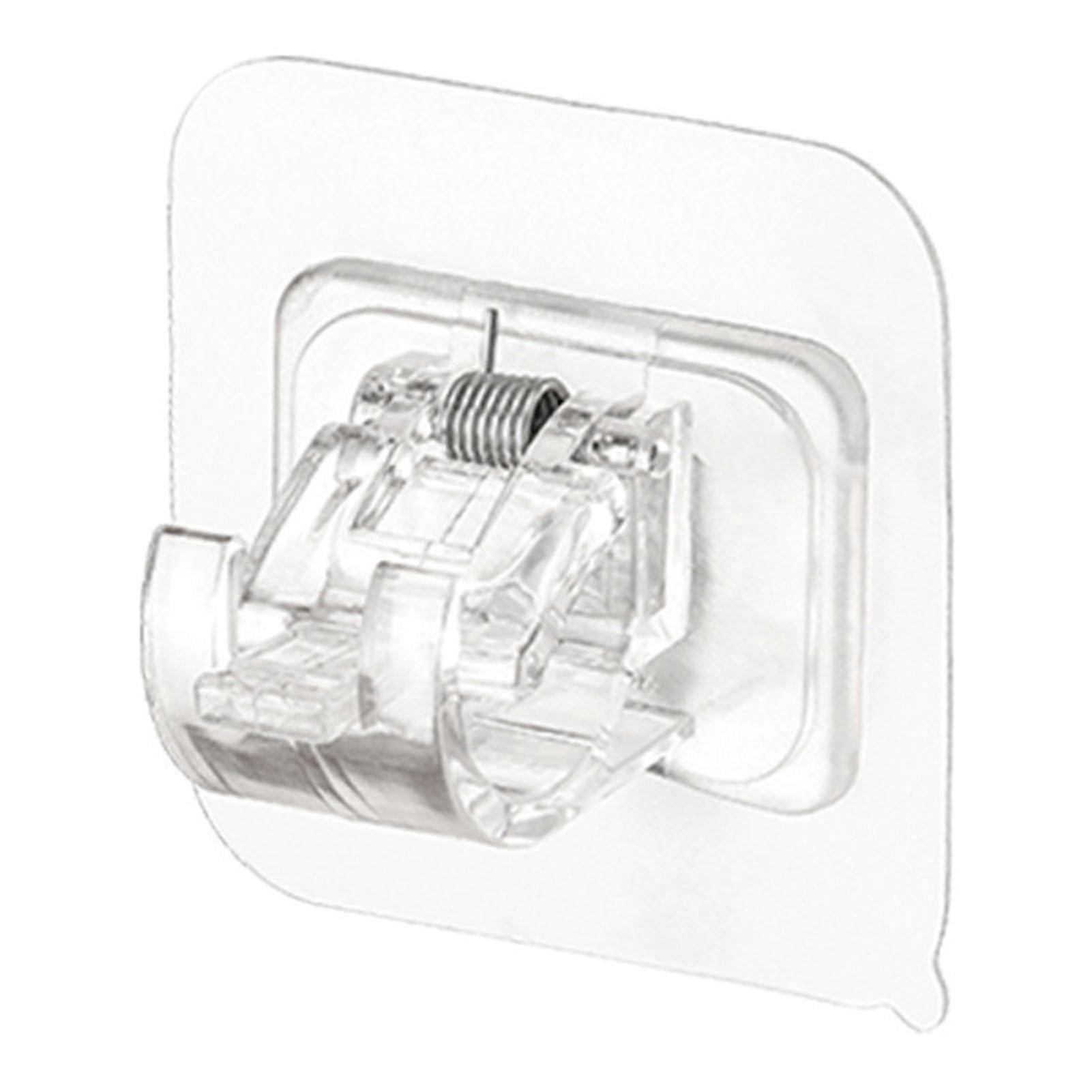 No Drill Curtain Rod Brackets Self Adhesive Transparent Hooks for Bedroom Bathroom Kitchen