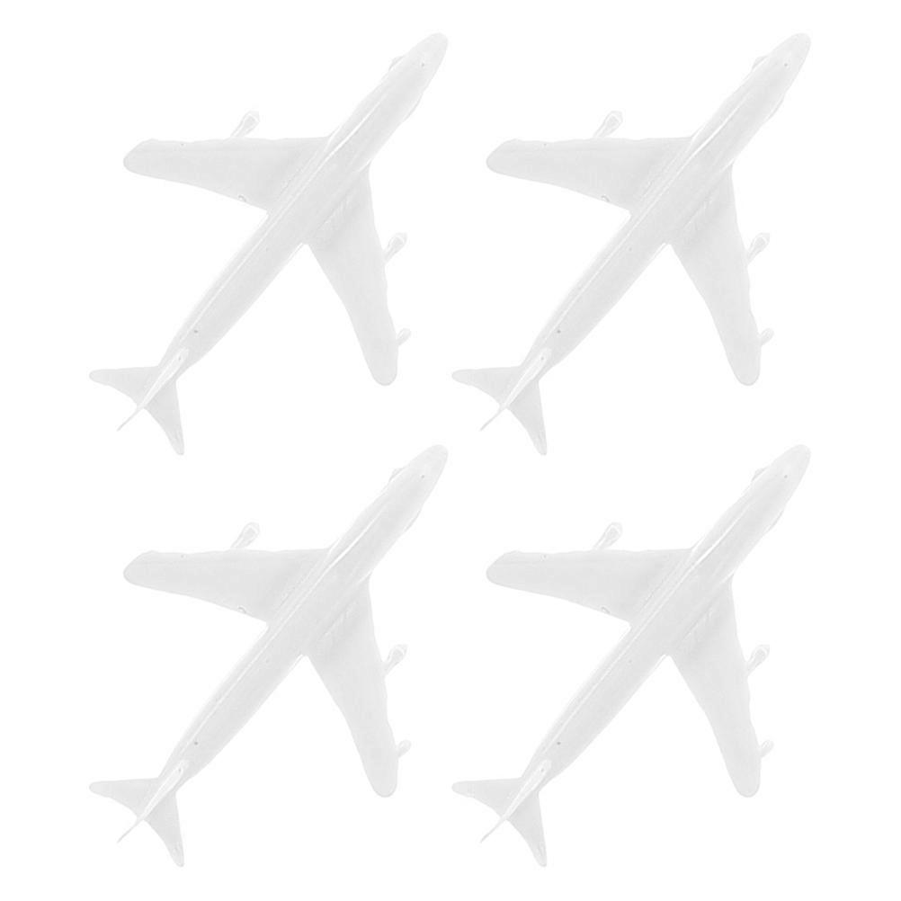 Plastic Airplane Model for Decor with 4Pcs White Architectural Sand Table Accessories