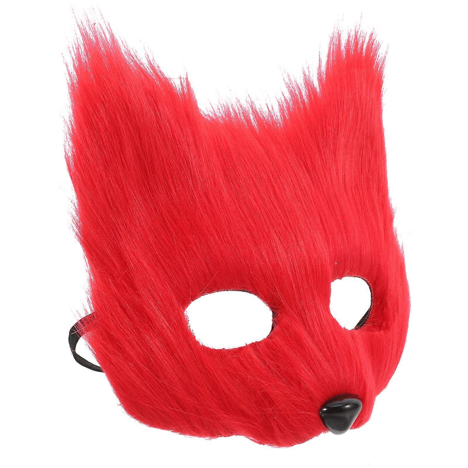 Fox Cosplay Mask for Themed Events Red Plush Half Face Accessory
