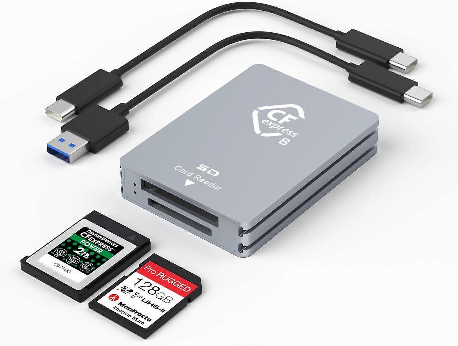 CFexpress Typ B/SD Dual-Slot-Lesegerät, USB-C, USB 3.2 Gen 2 10 Gbit/s, kompatibel mit CFexpress Typ B/SD-Speicherkarten