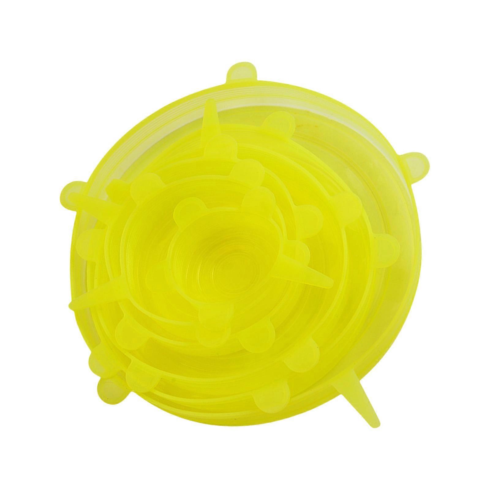 Efficient Elastic Silicone Lids 6 Pieces Kitchen Storage Covers With Secure Food Seal Efficient Food Savers  Yellow