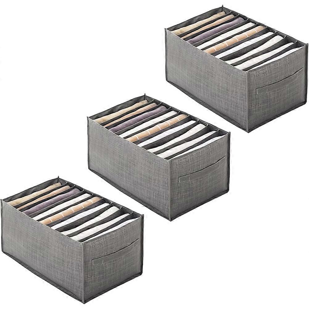 3 Piece Wardrobe Organizer, Storage Boxes, Jeans Organizer, Stackable Storage Box, Gray Storage Box for Drawers Closet,B