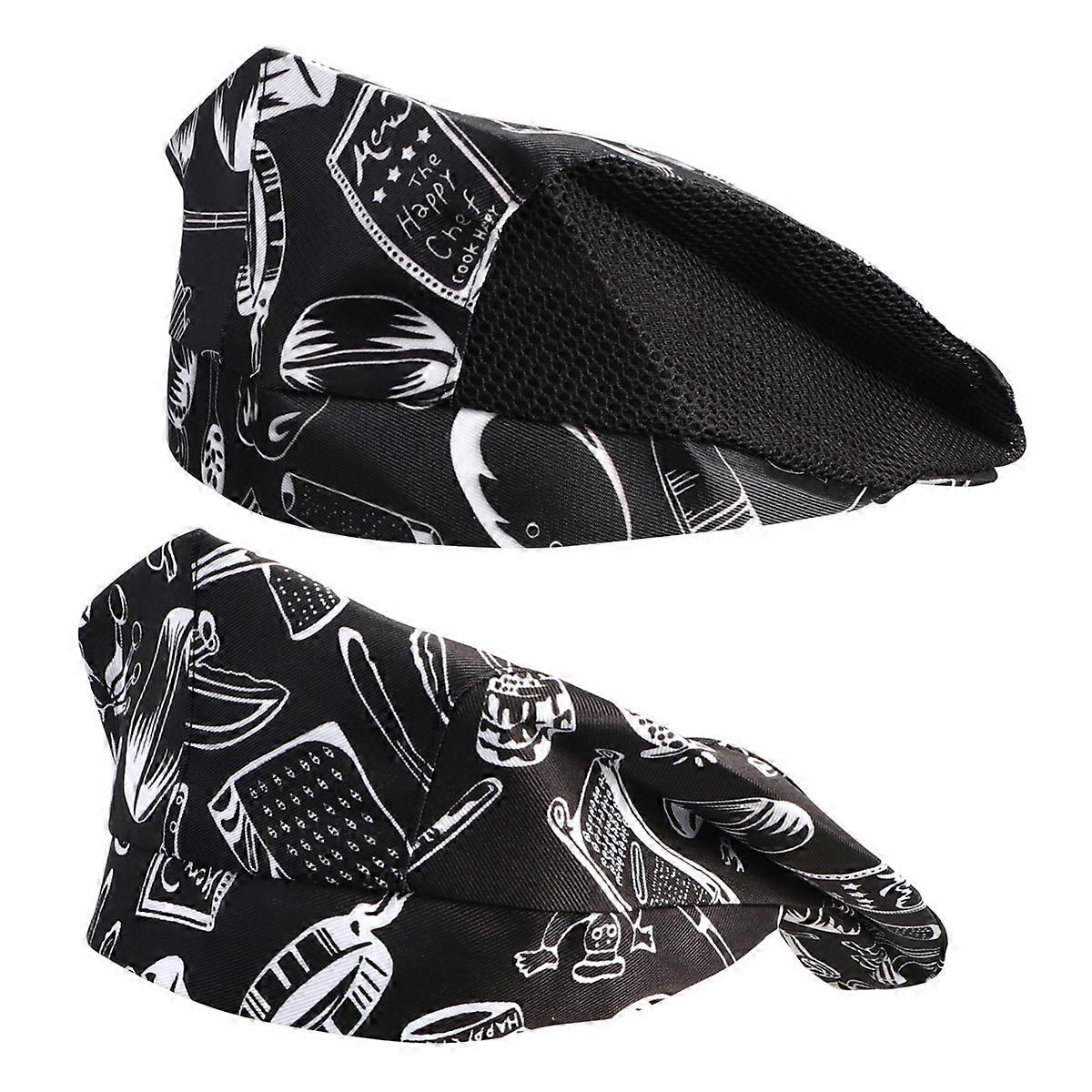 Chef Hats For Men Beret Shape Kitchen Working Comfortable Hair Restraint Multi 2Pcs