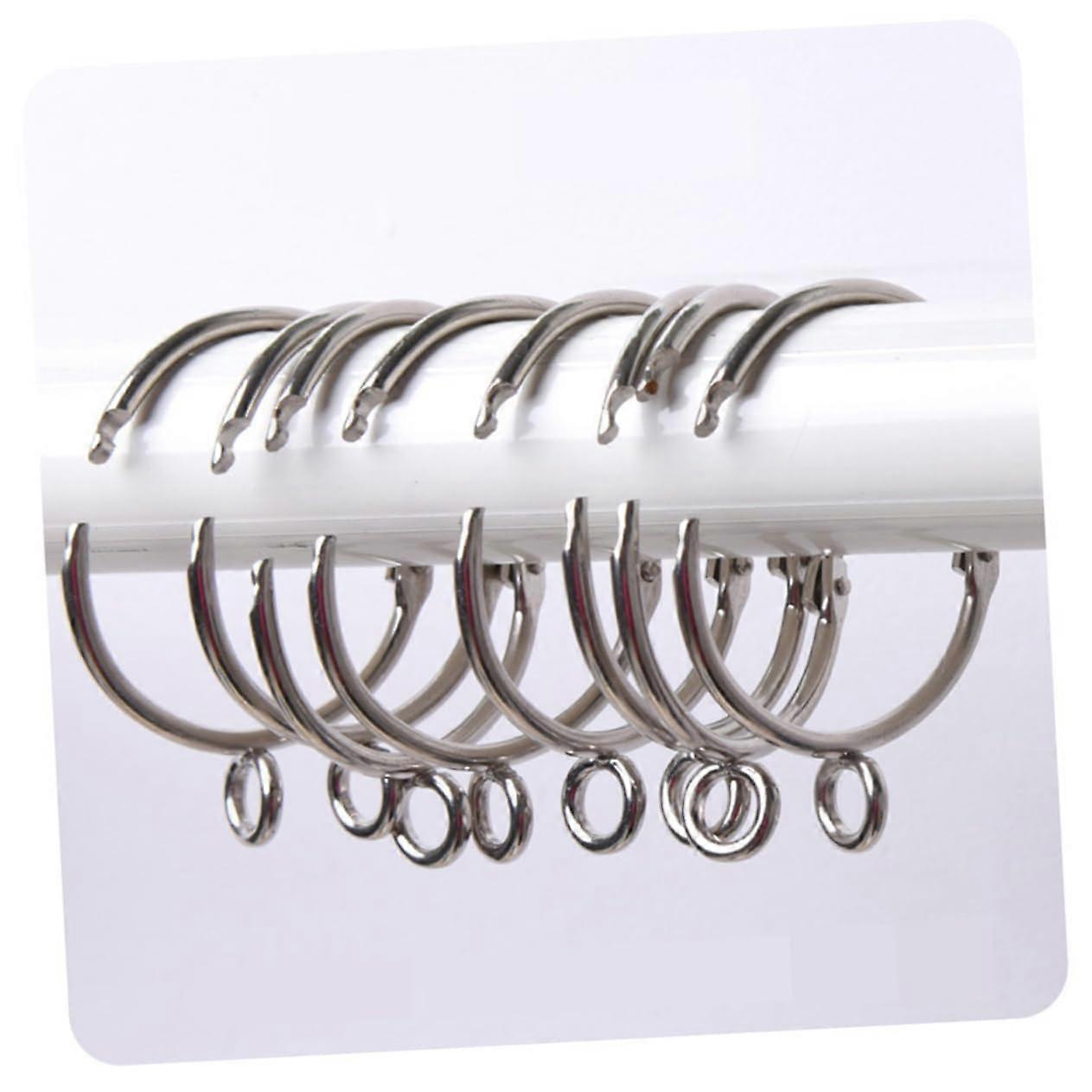 20pcs Silver Curtain Rings with Hooks for Smooth Sliding on Heavy or Light Drapes for Windows and Showers