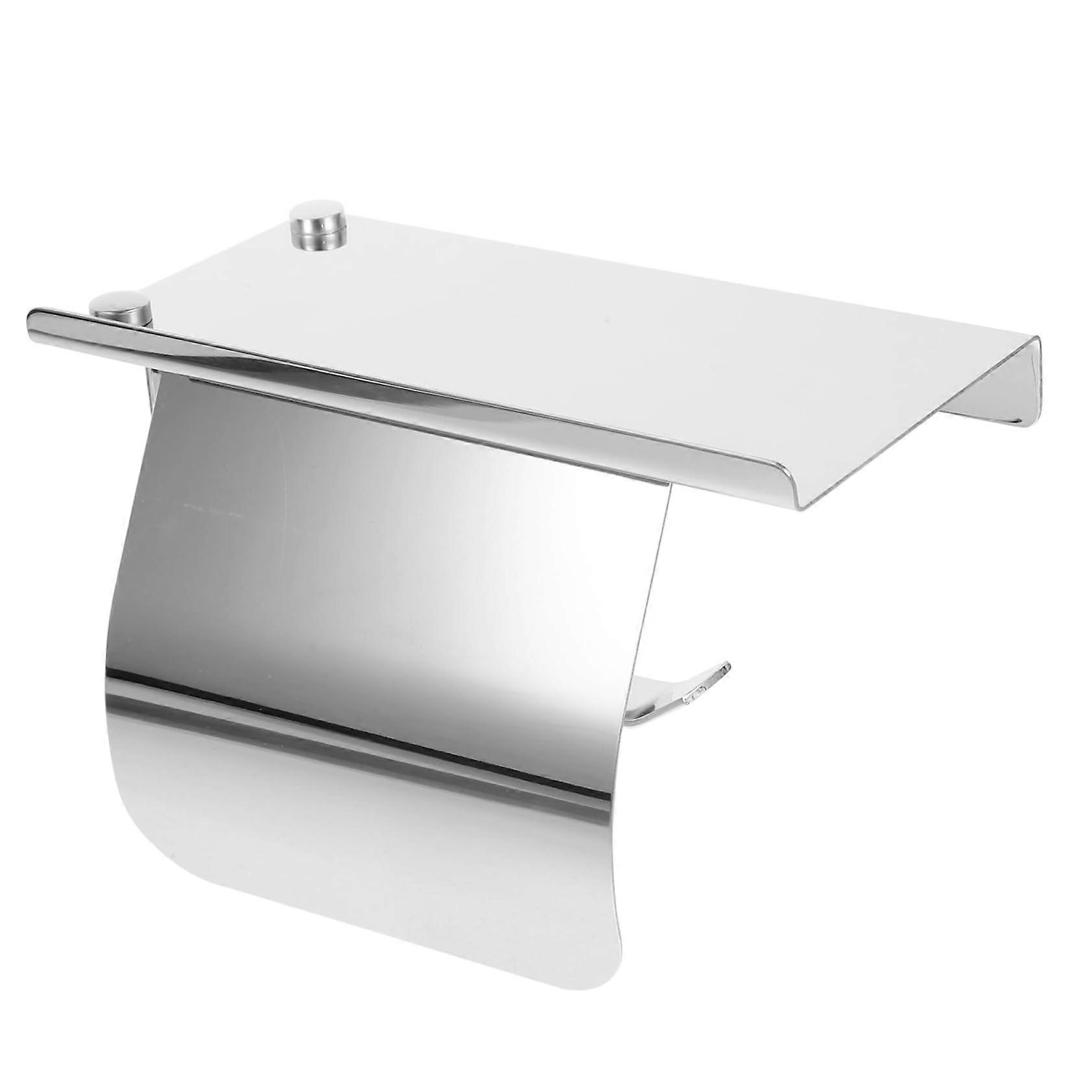 Toilet Paper Holder with Shelf Wall Mounted Bathroom Roll Holder Space Saving Easy Install Set