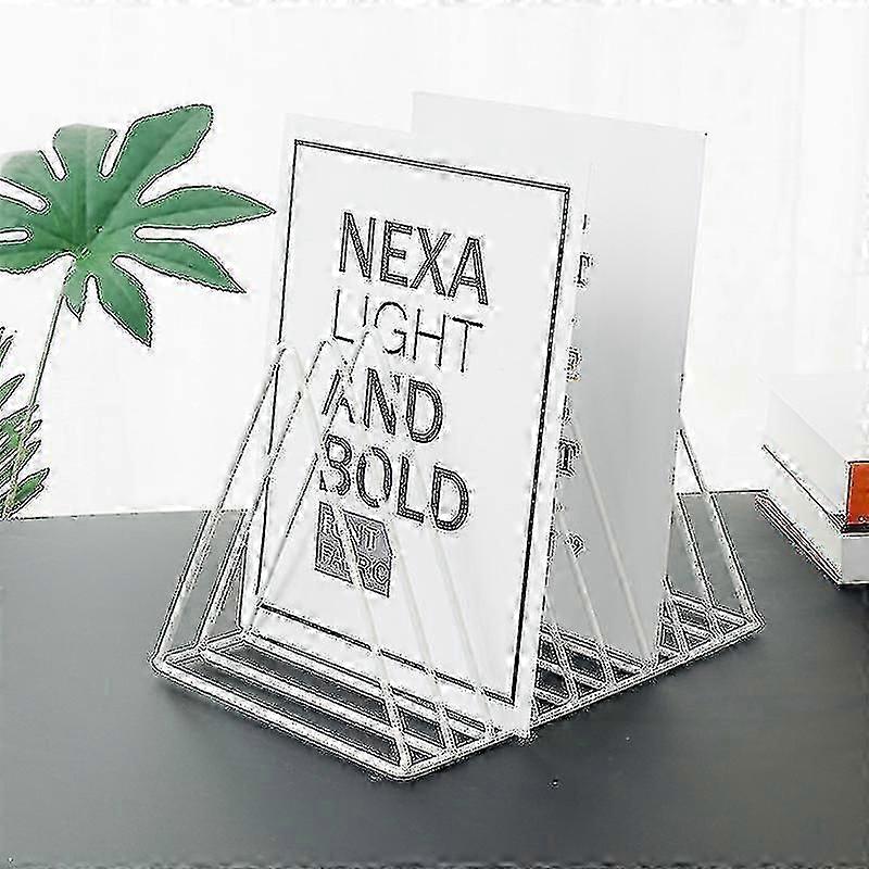 Wrought Iron Cd Vinyl Record Storage Rack Bookshelf Triangle Book Magazine Rack Shelf Simple Desktop Book Stand White