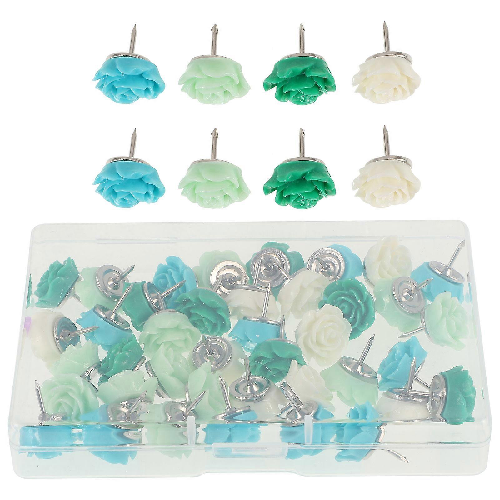 Cute Thumb Tacks Flower Push Pins for Office Use 40Pcs Assorted Colors