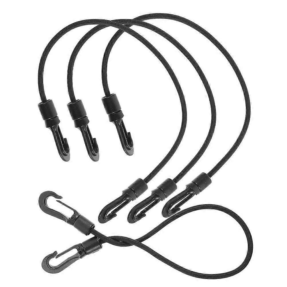 Black Bungee Cords With Hooks 14.5 Inch Length Designed For Securing Items 4Pcs