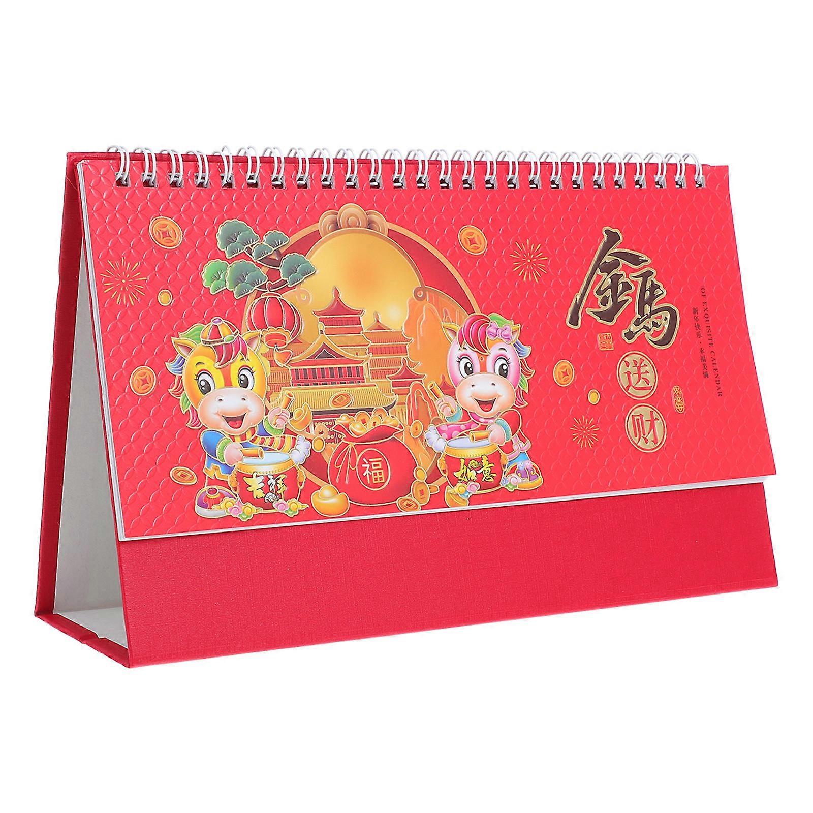 Tai Li Retro Chinese New Year Desktop Calendar for Home Use 2026 Horse Theme